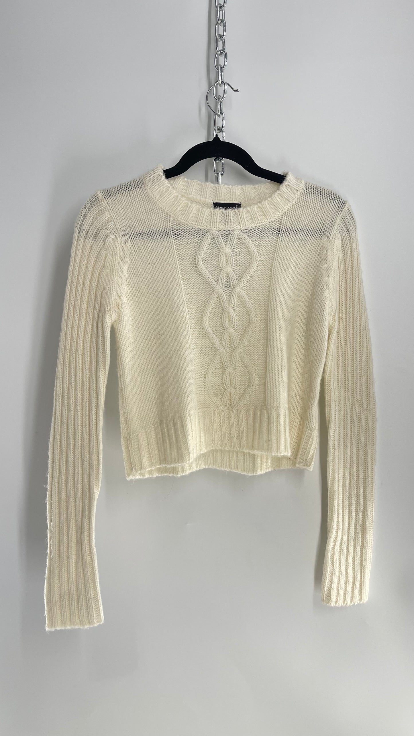 Vintage WetSeal White Argyle, Ribbed Sweater (XS)