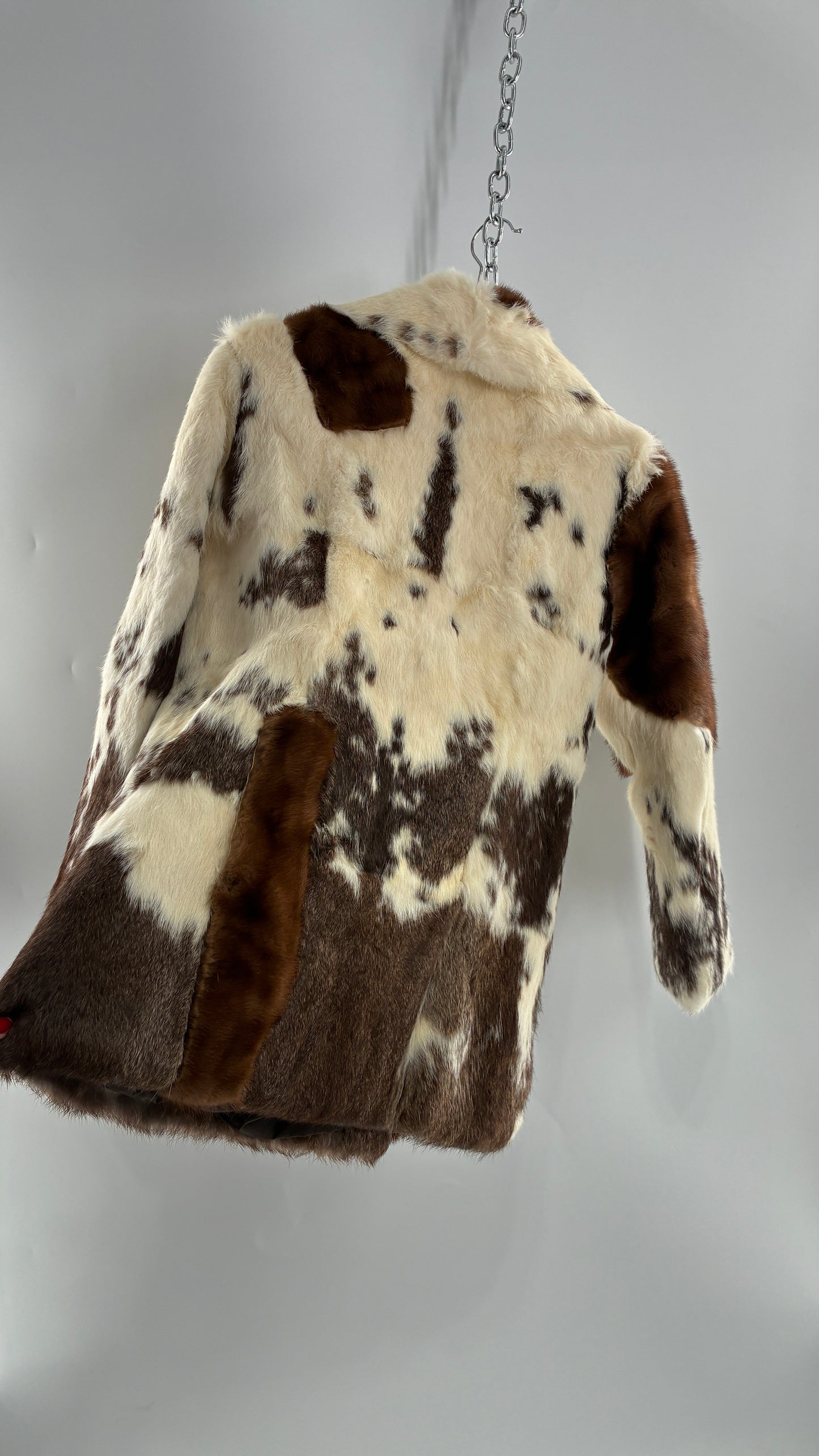 Vintage No Tags Handmade Patchwork Genuine Fur Coat (Medium)
