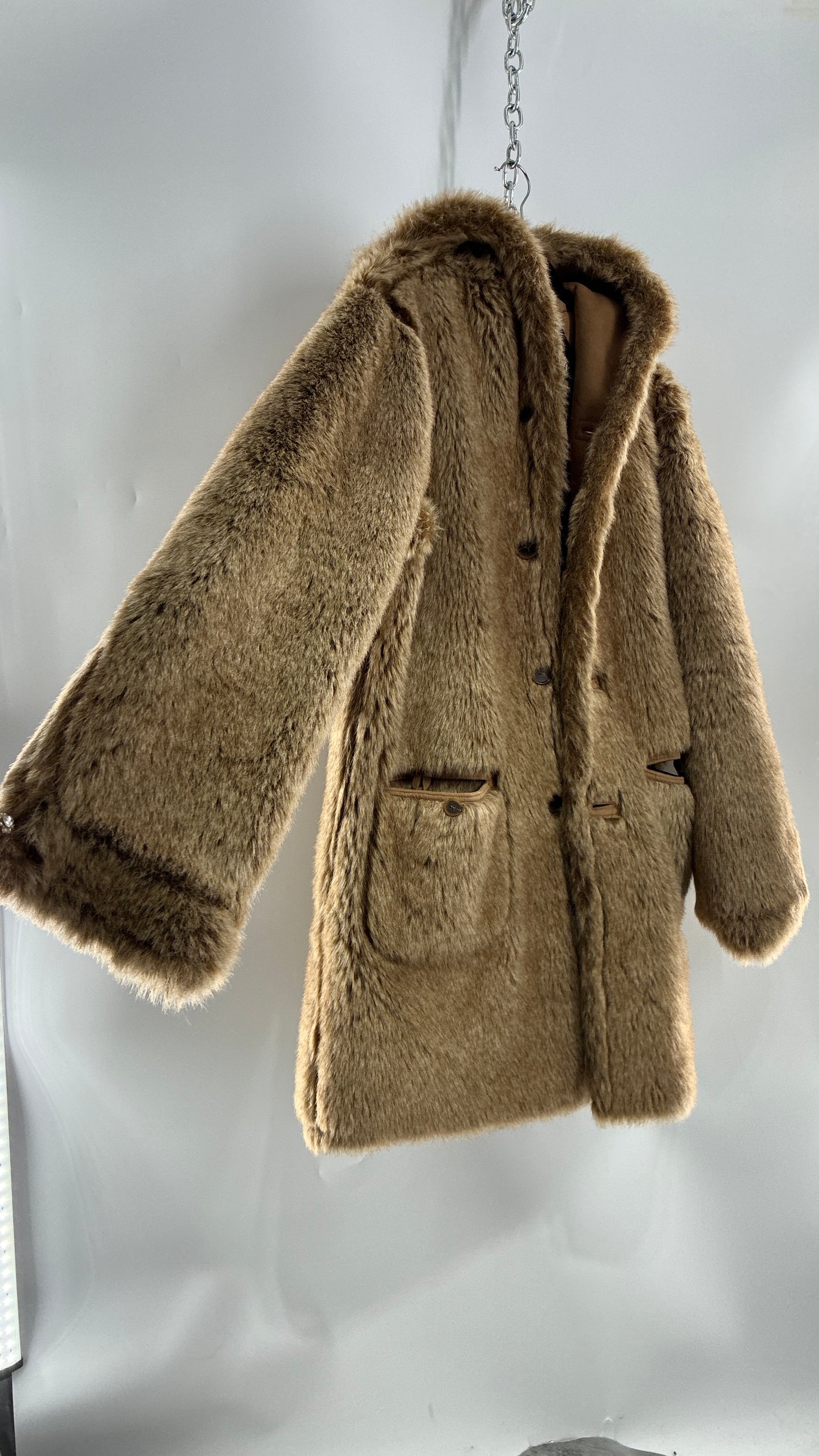 Vintage JONES NEW YORK Reversible Fur and Vegan Suede Coat (Small)