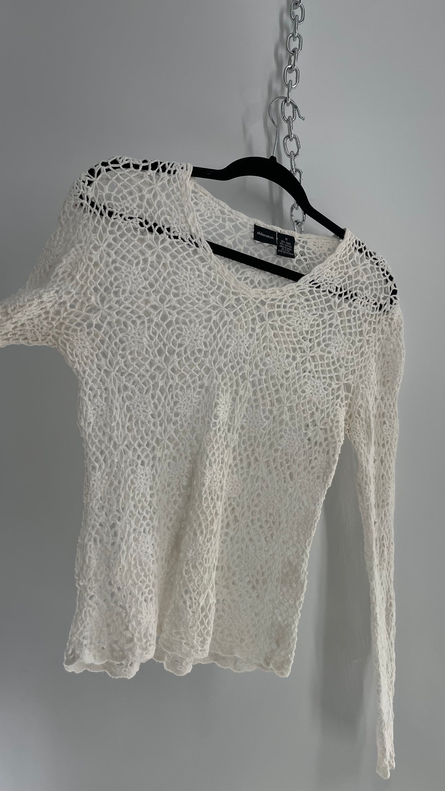 Vintage Crochet Long Sleeve Top (Medium)