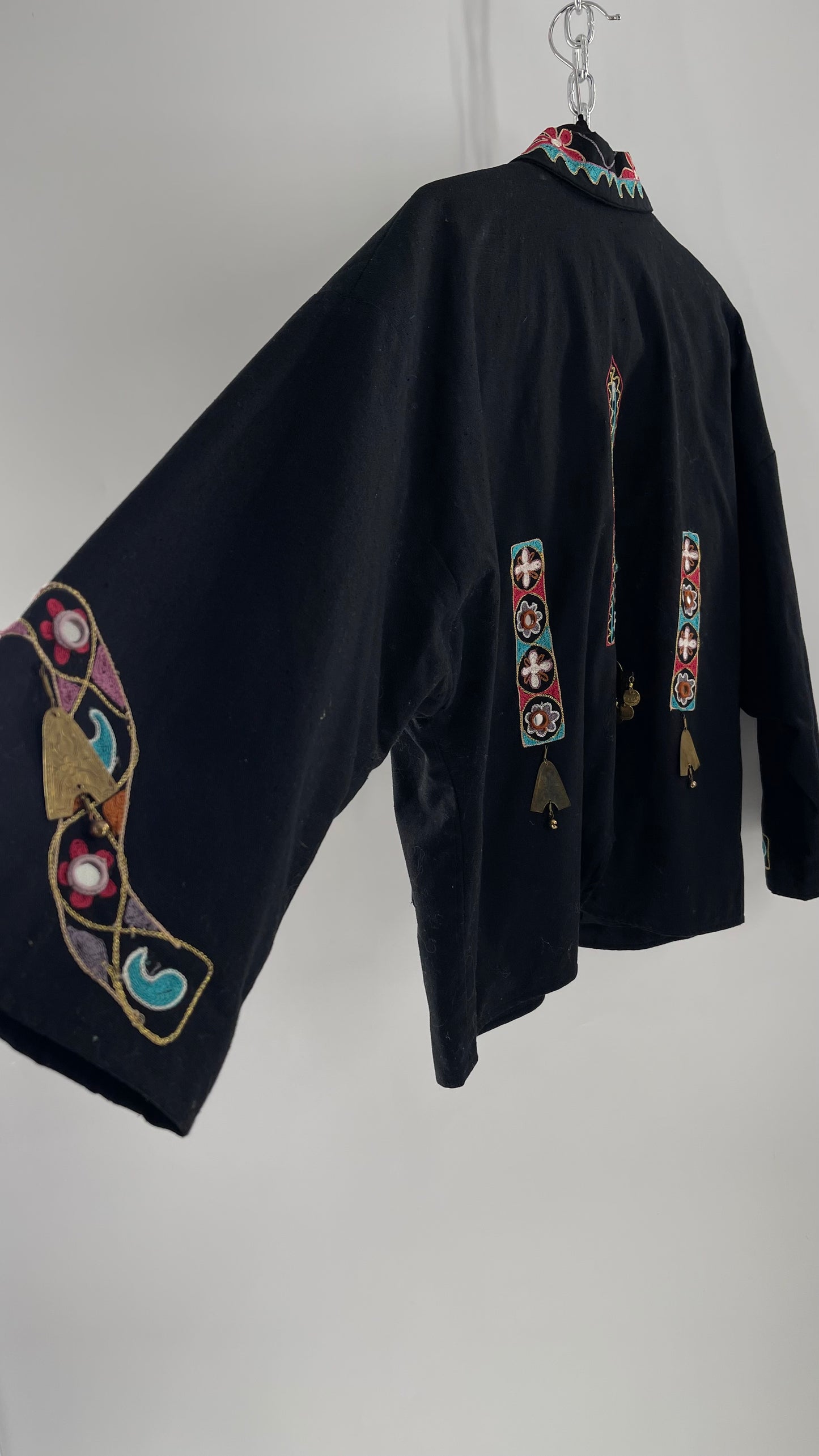 Vintage 1970s RÁFIA STUDIO Western Embroidered Jacket with Bronze Medallions (Medium)