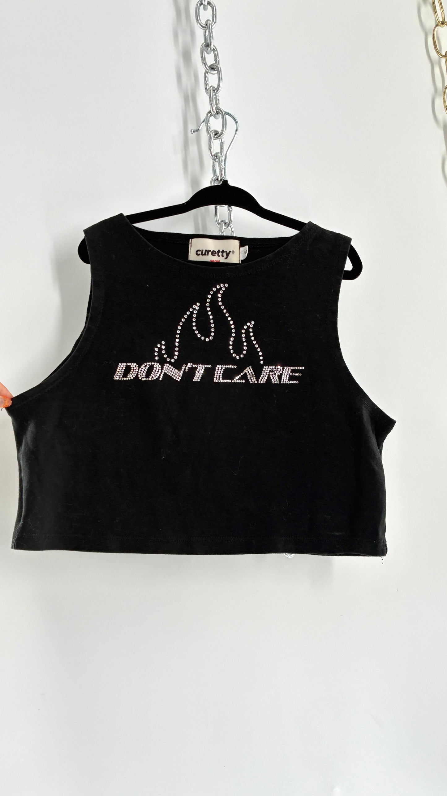 Vintage CURETTY SEOUL Rhinestone Don’t Care Crop (Small)