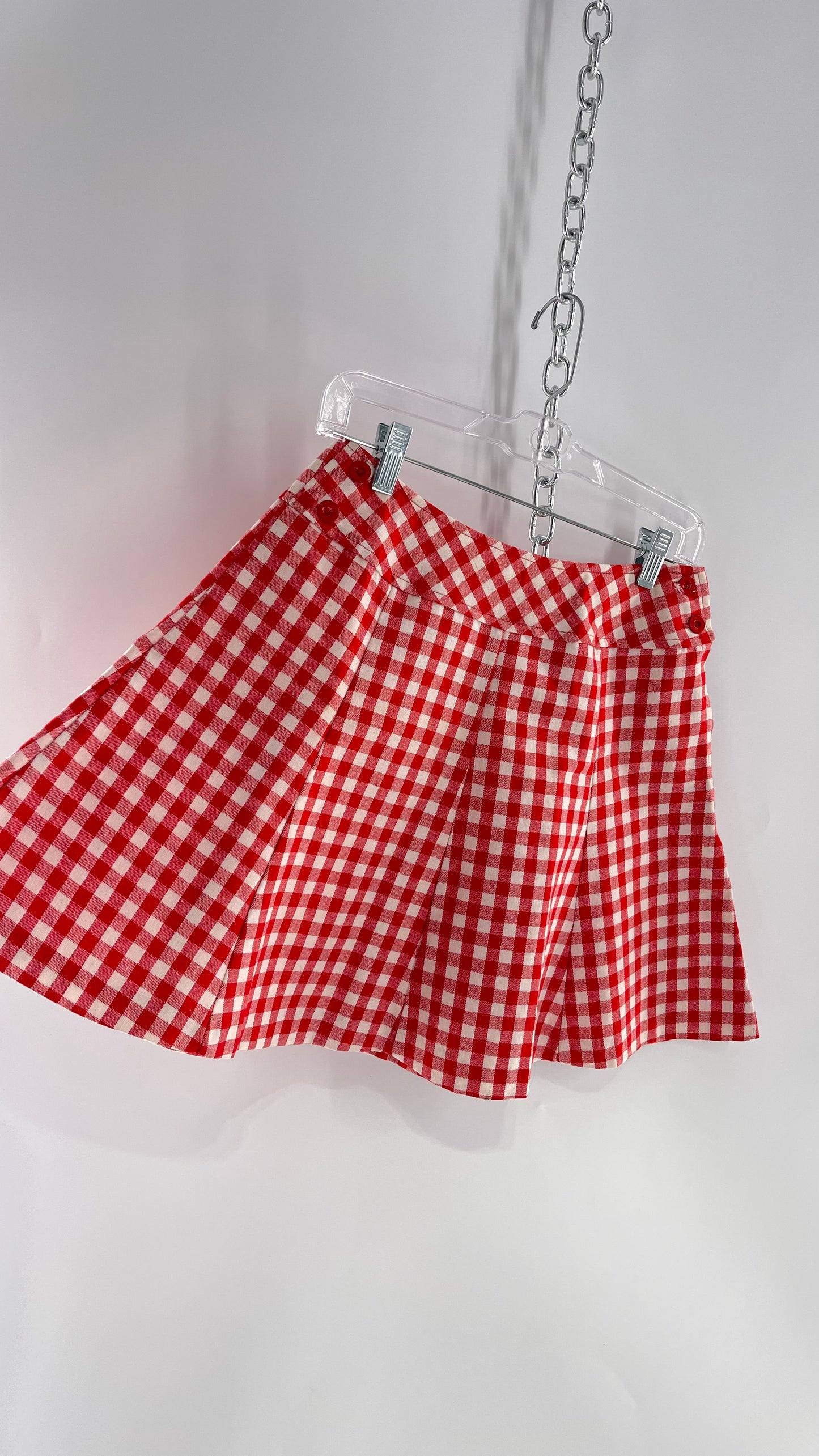 Vintage Bobbie Brook Red and White Picnic Mini Skirt (Large)