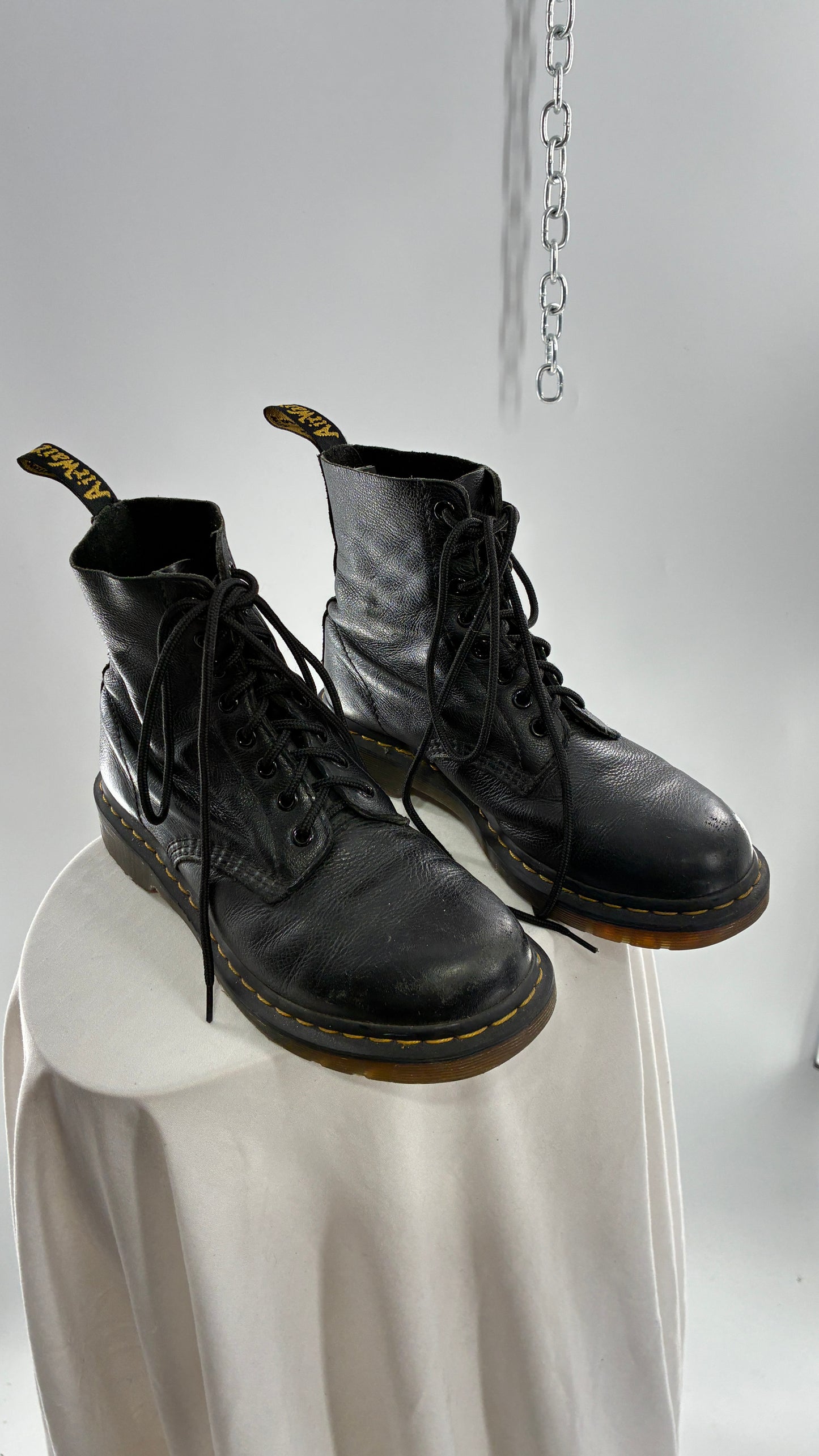 Vintage Dr. Martens 1460 Pascal Virginia Soft Leather Black Boots (8L)