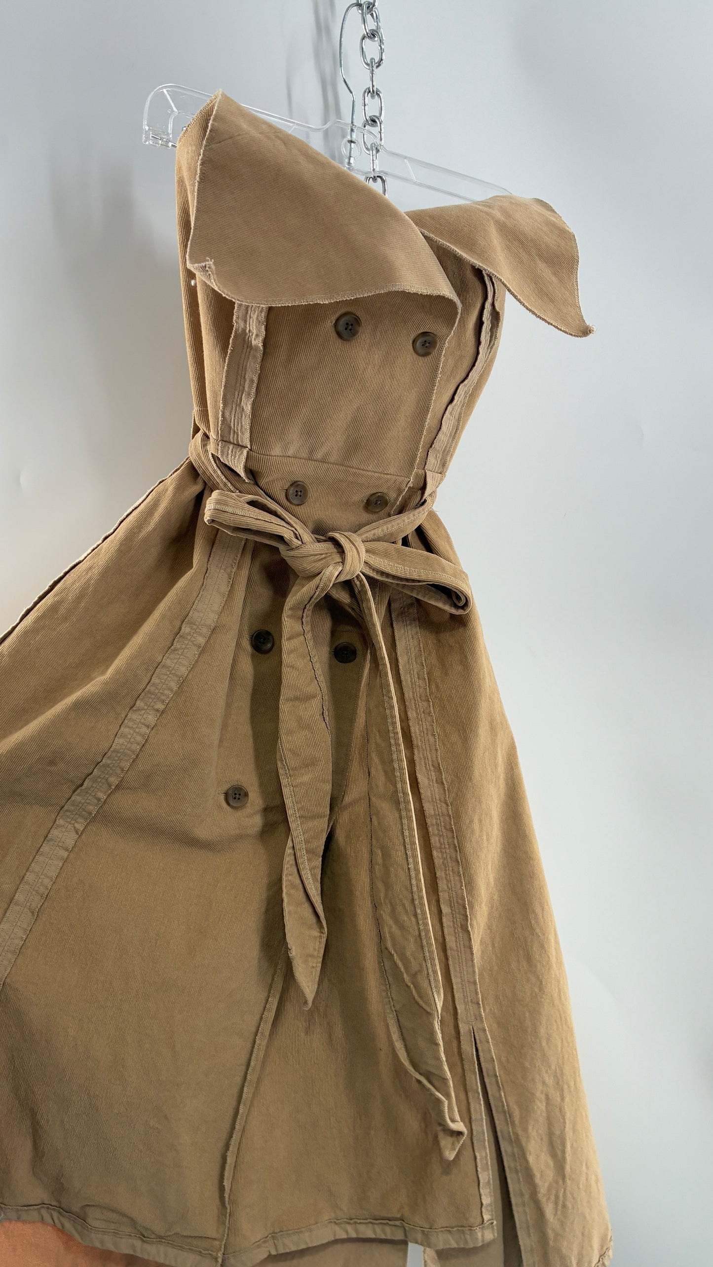 Vintage Corduroy Trench Coat Style Dress (Medium)