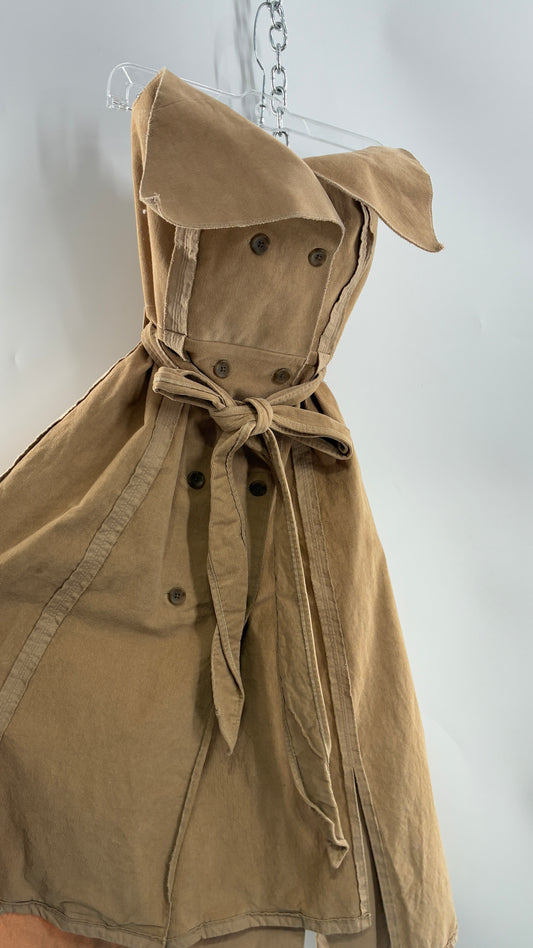 Vintage Corduroy Trench Coat Style Dress (Medium)