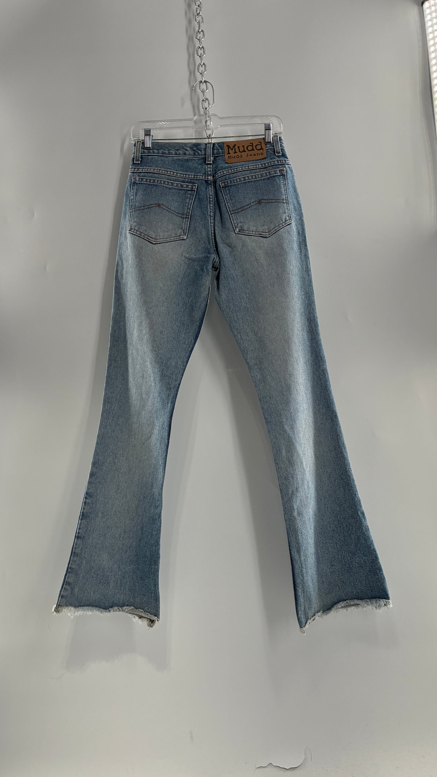 Vintage MUDD Light Wash Kick Flare Jeans with Oversized Jacron (7)