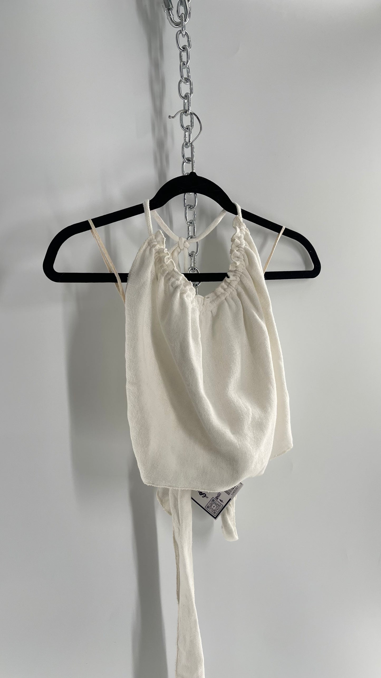 Free People White 100% Cotton Backless Halter (L)