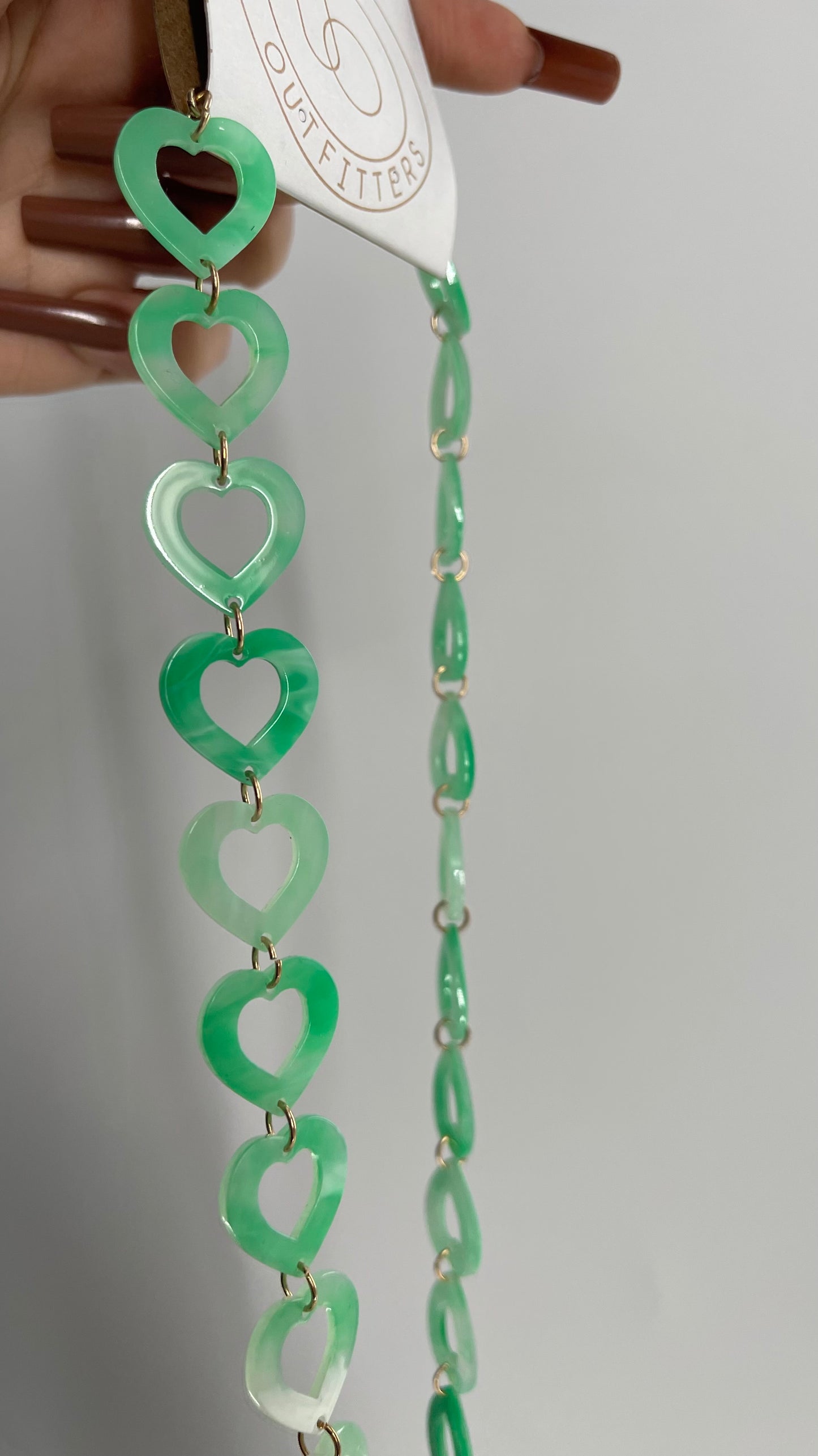 Urban Outfitters Green Chained Hearts Necklace/Waist Chain with Tags Attached (M/L)