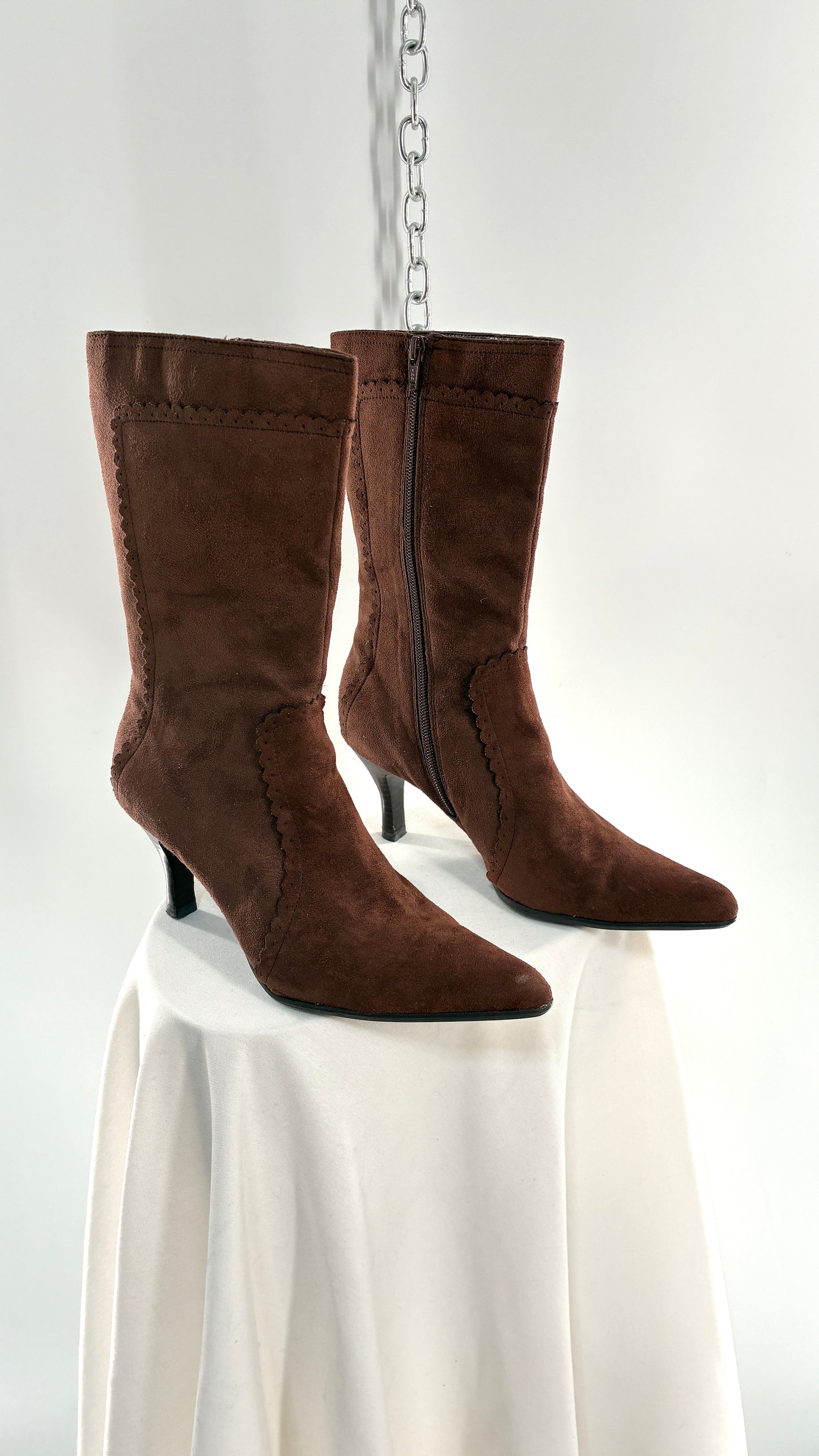 Vintage GEORGE Vegan Suede Scalloped Edge Boot (8)