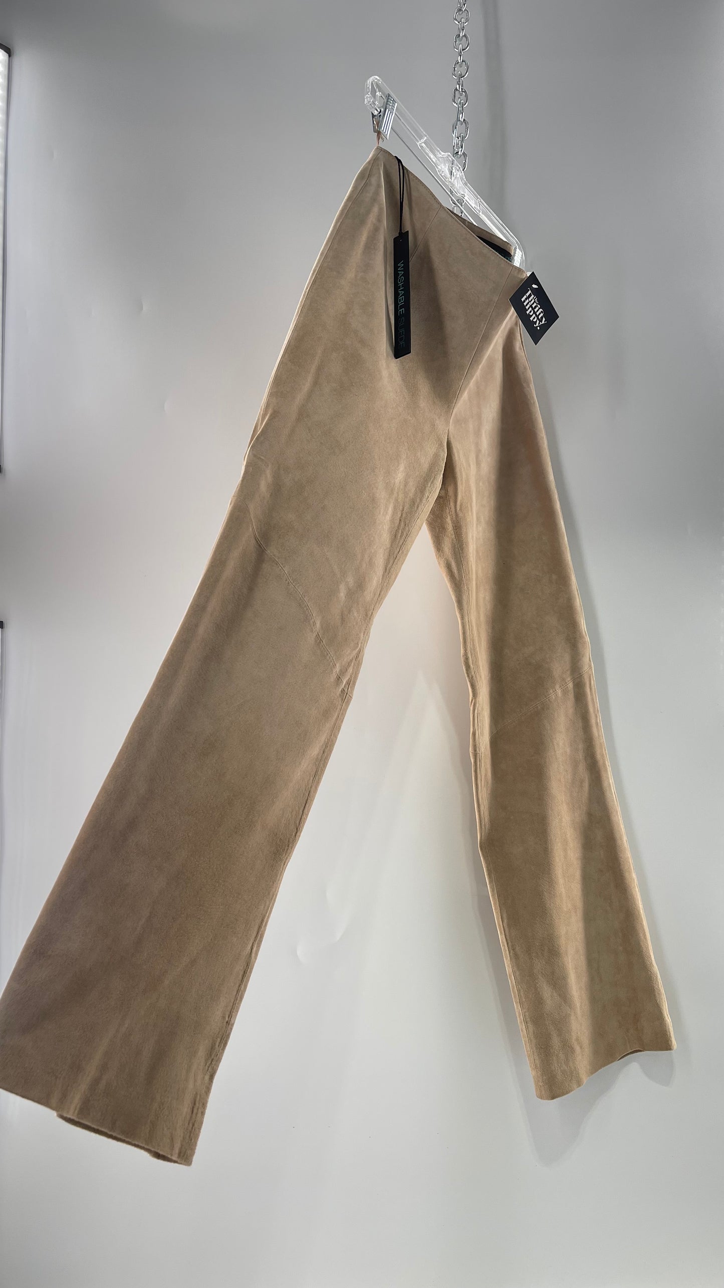 Deadstock Vintage Slouchy SienaStudio Oatmeal Tan Suede Pants (8)