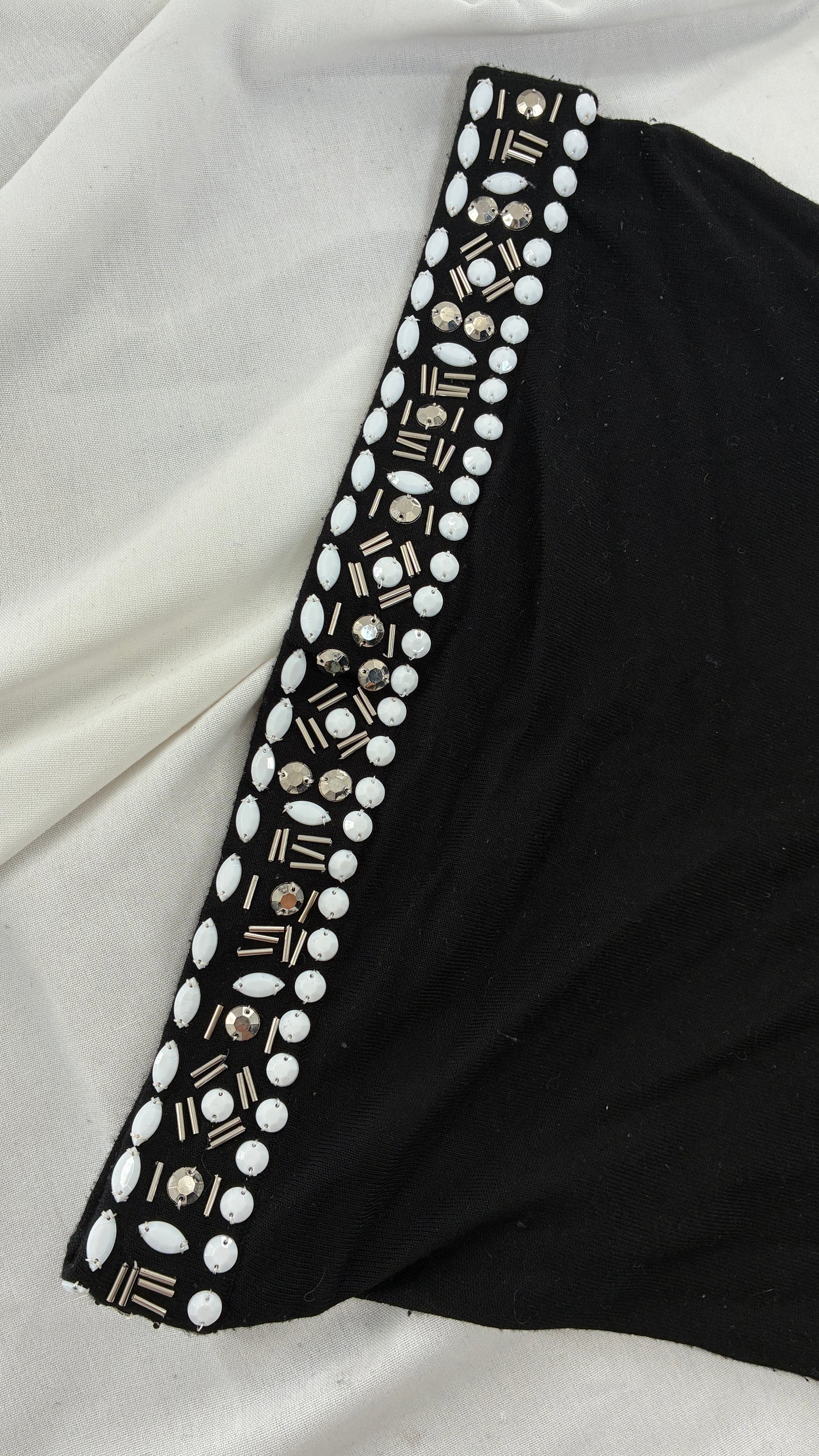 Vintage WHITE HOUSE BLACK MARKET Black Tube Top with Beaded Trim (Medium)