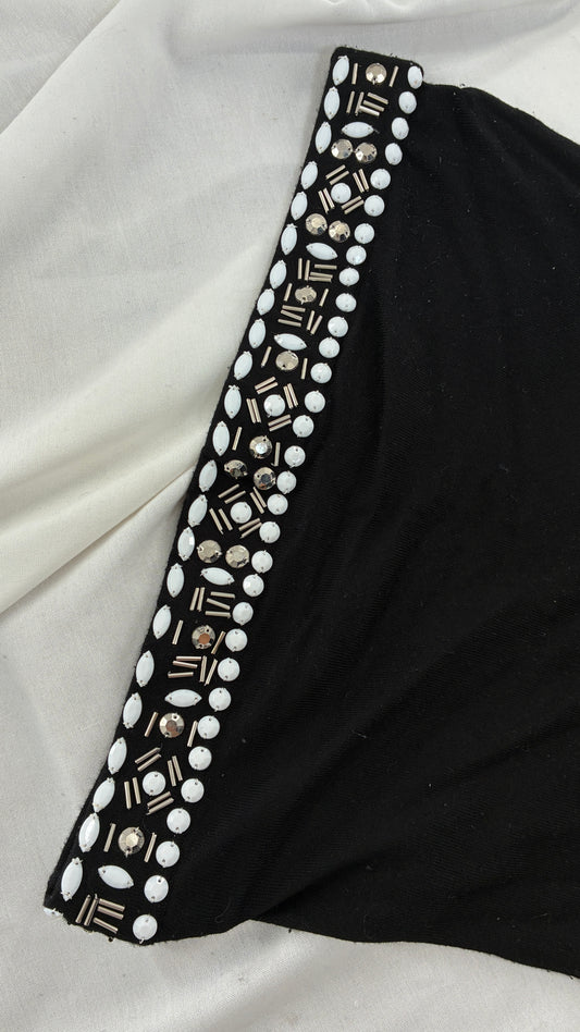 Vintage WHITE HOUSE BLACK MARKET Black Tube Top with Beaded Trim (Medium)