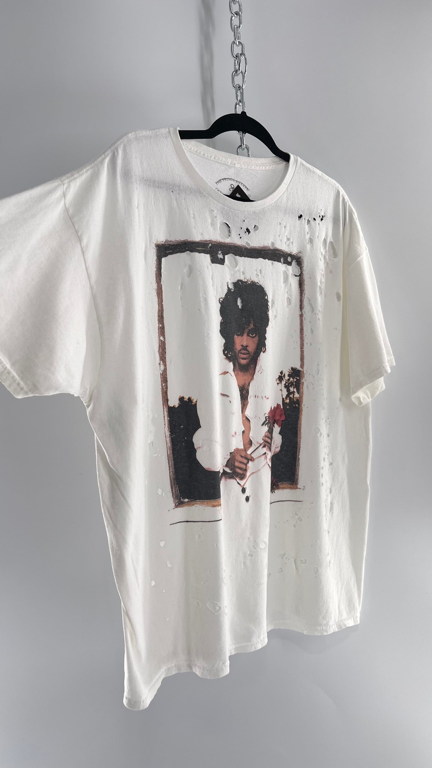 The Prince Estate Oversized Distressed Band T  (S/M)