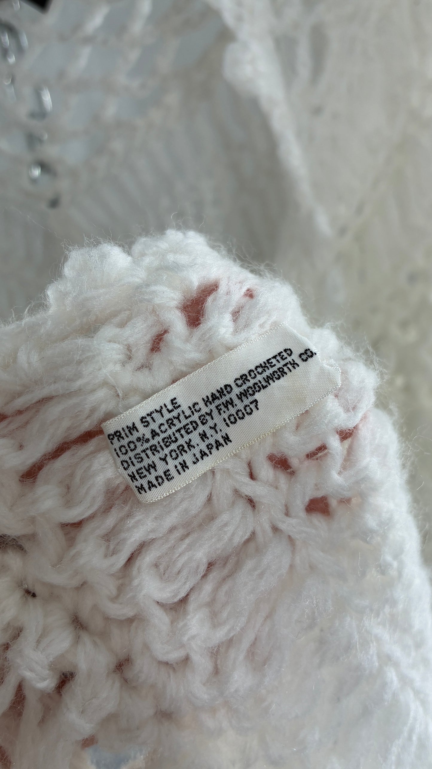 Vintage Off White Hand Knit Scarf Poncho Shawl Cape