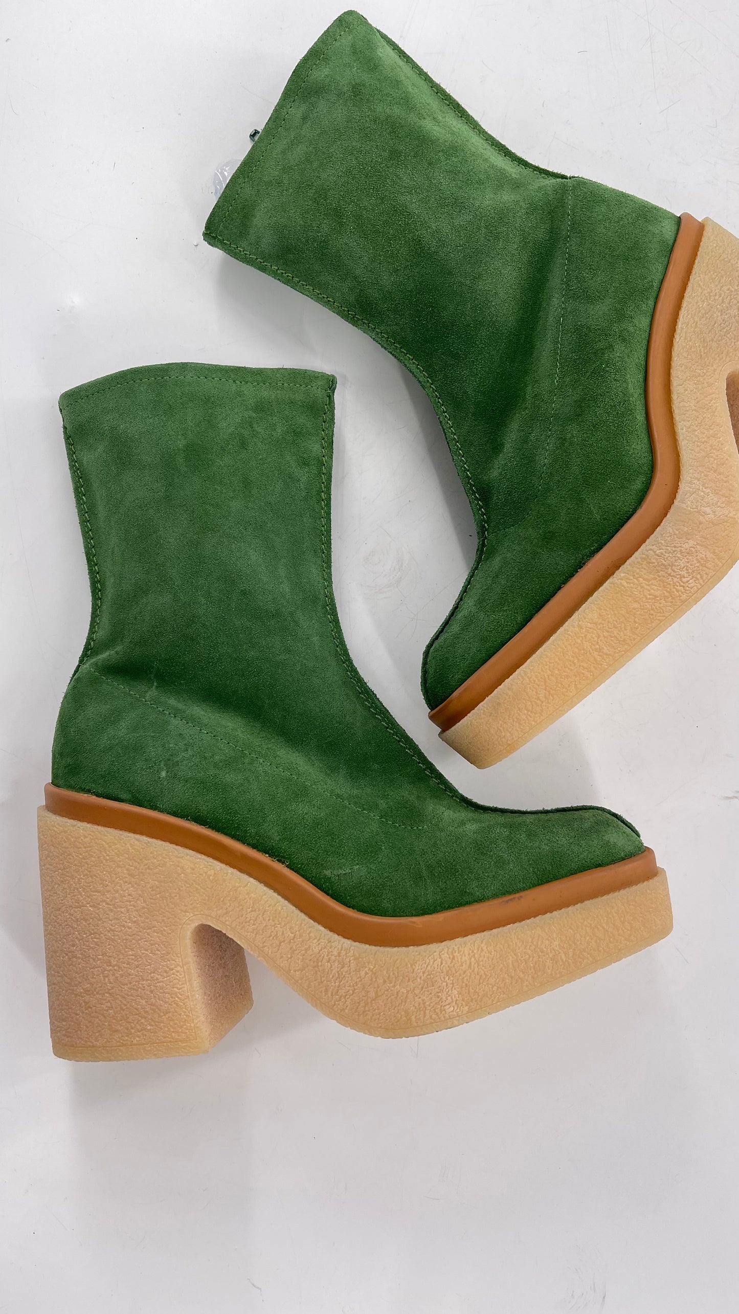 Free People Green Gigi Suede Leather Rubber Heel Boot (36.5)