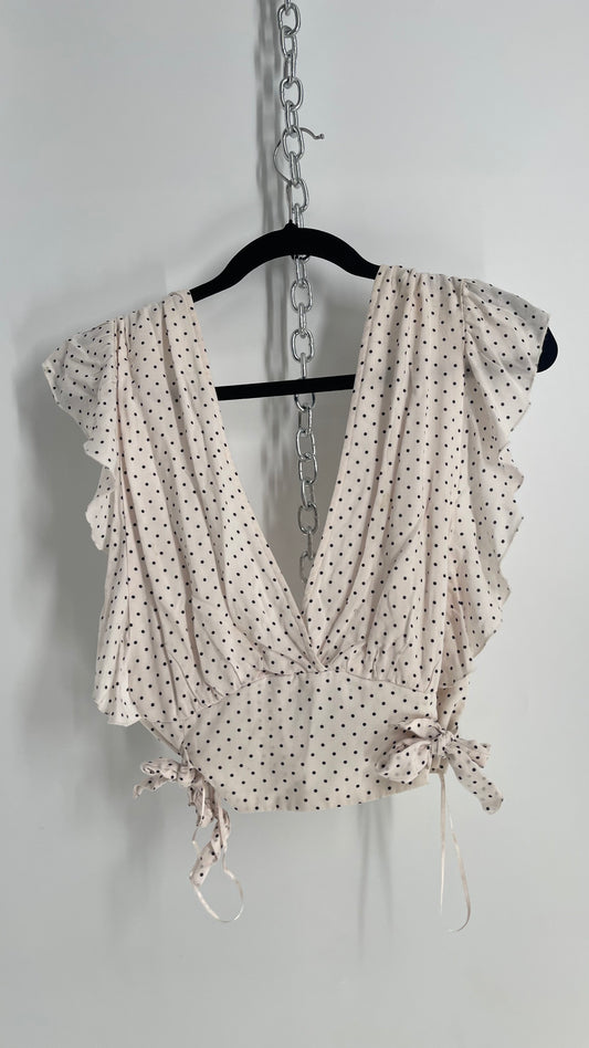 Free People Polka Dotted Camisole Tie Side Blouse (Large)