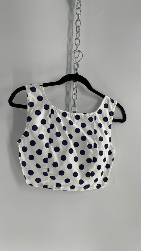 Urban Outfitters Sleeveless Polka Dot Top with Button Back/Front (XS)