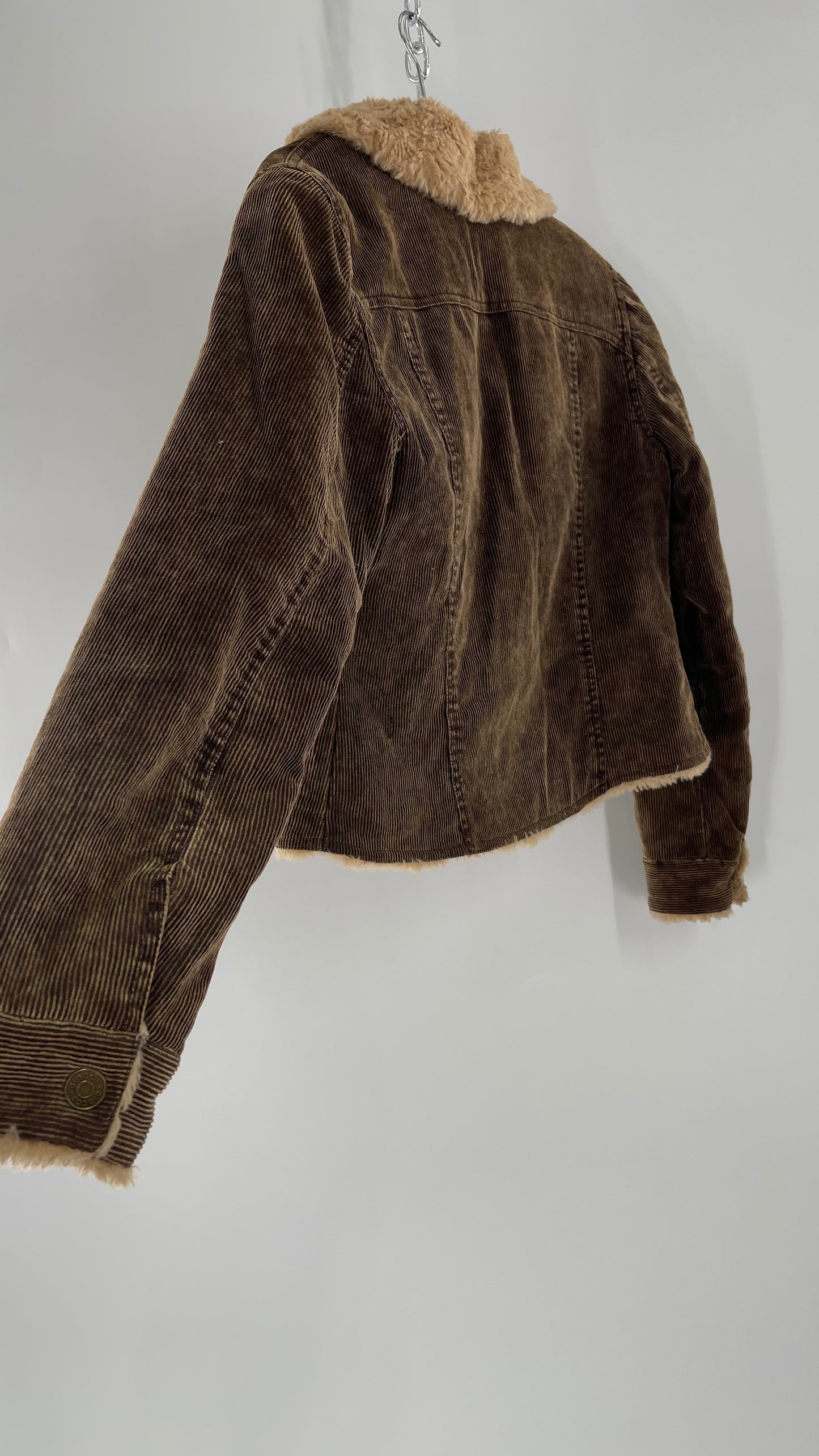 Vintage giacca Corduroy Cropped Jacket with Sherpa/Teddy Collar  (Medium)