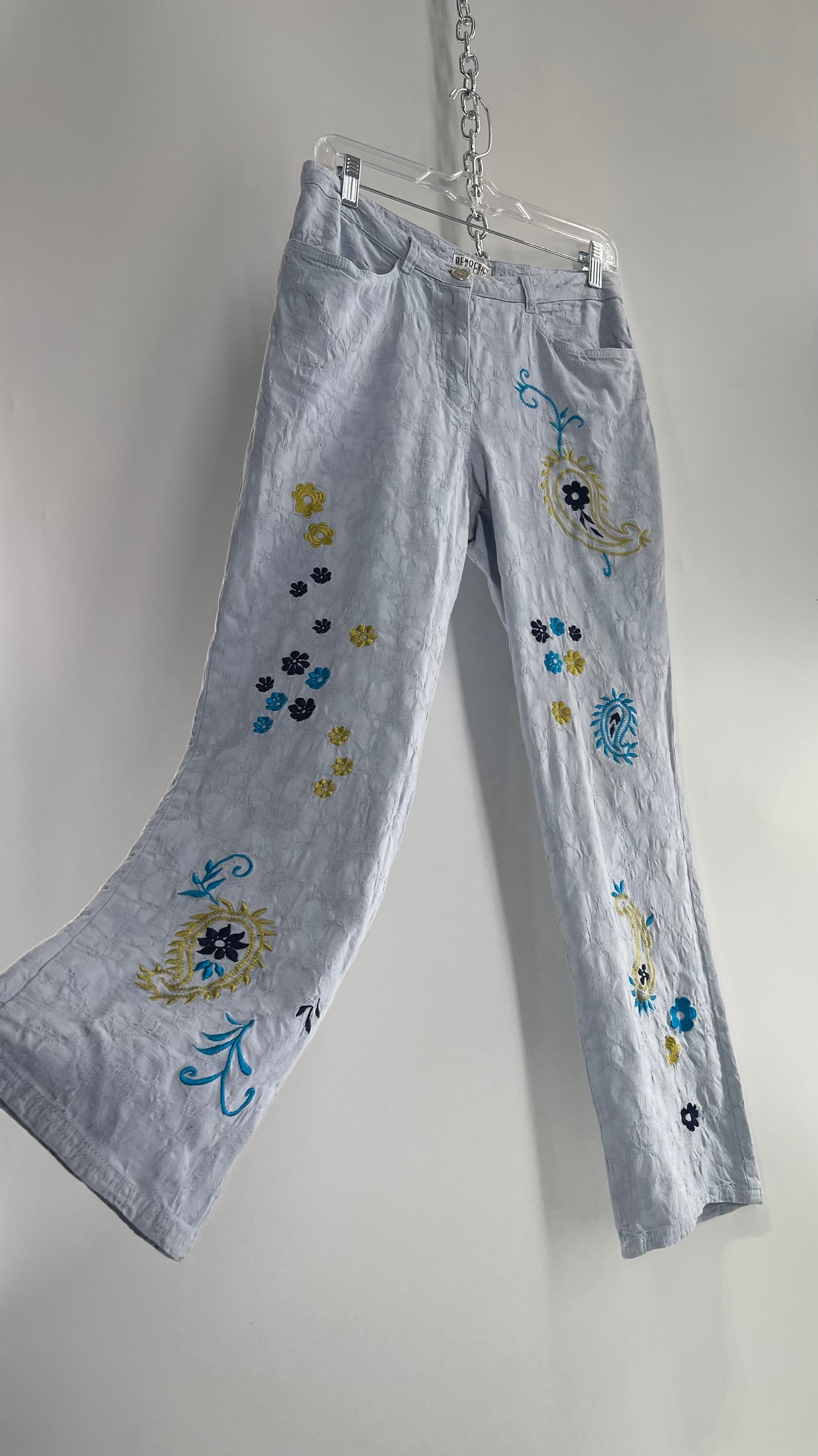 Vintage DEMOCRACY Embroidered, Textured Kickflares (8 Petite)