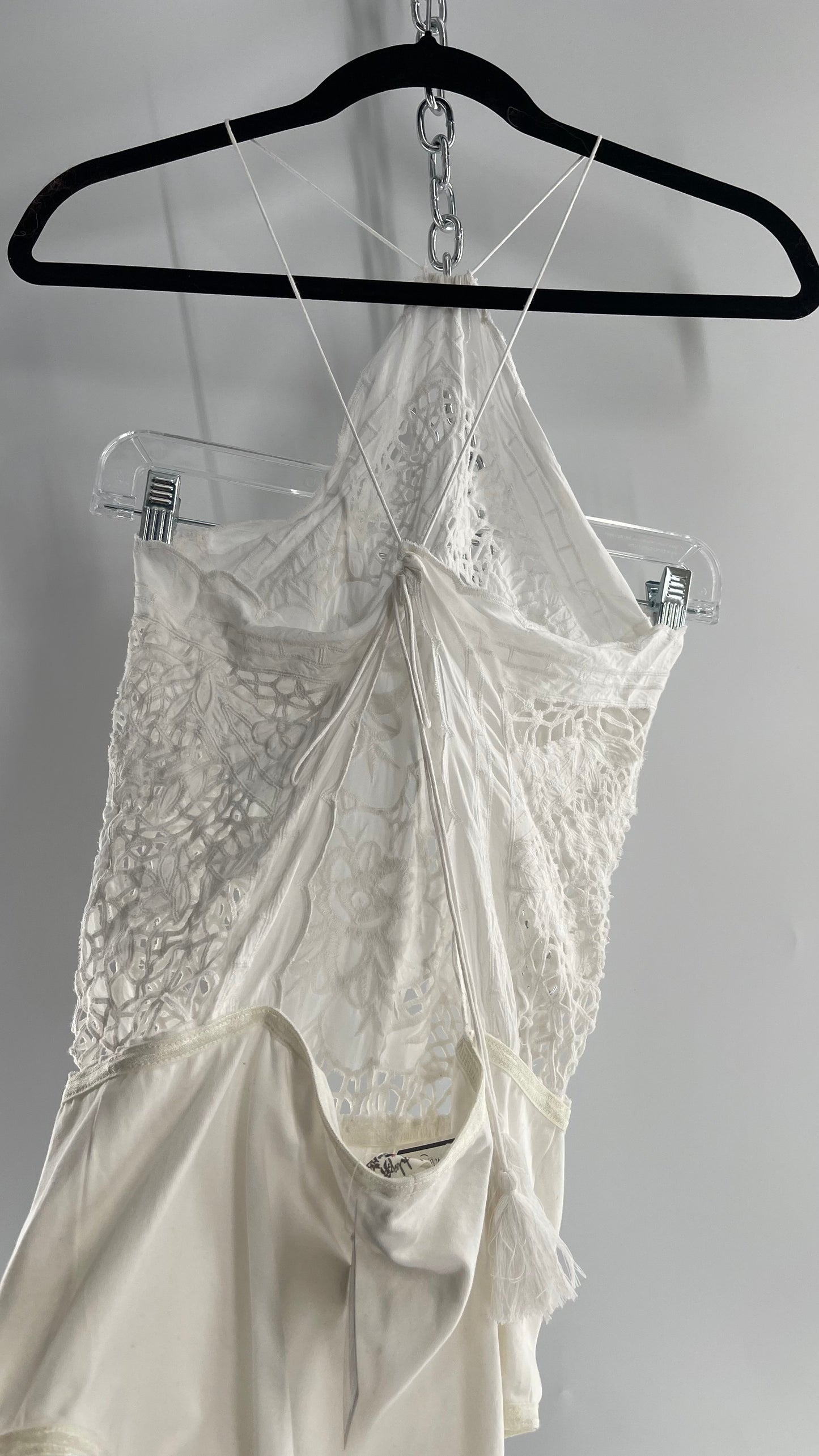 Intimately Free People White Eyelet Lace Open Back Bodysuit (Medium)