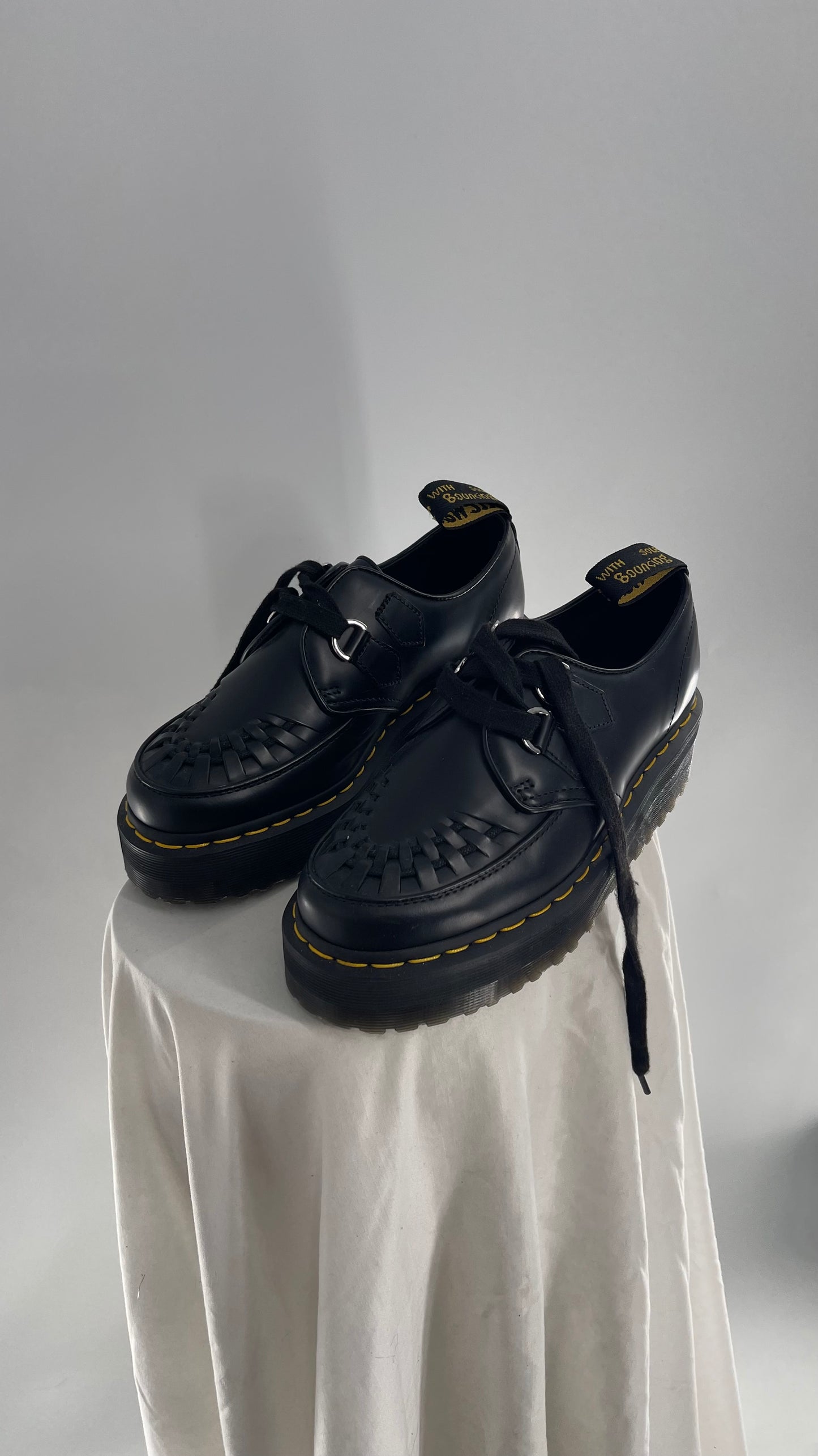 Dr.Martens NWOT Black Patent Leather Platform/Creeper Oxfords (8L 7M)