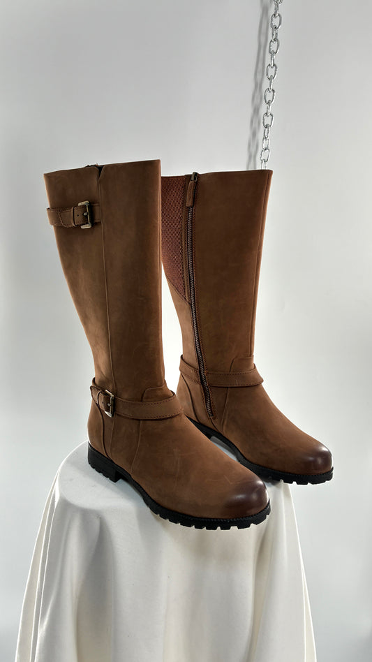 Deadstock Vintage HOTTER Belle Genuine Thick Leather Waxed Boots with Polished Toe Box and Heel (9)