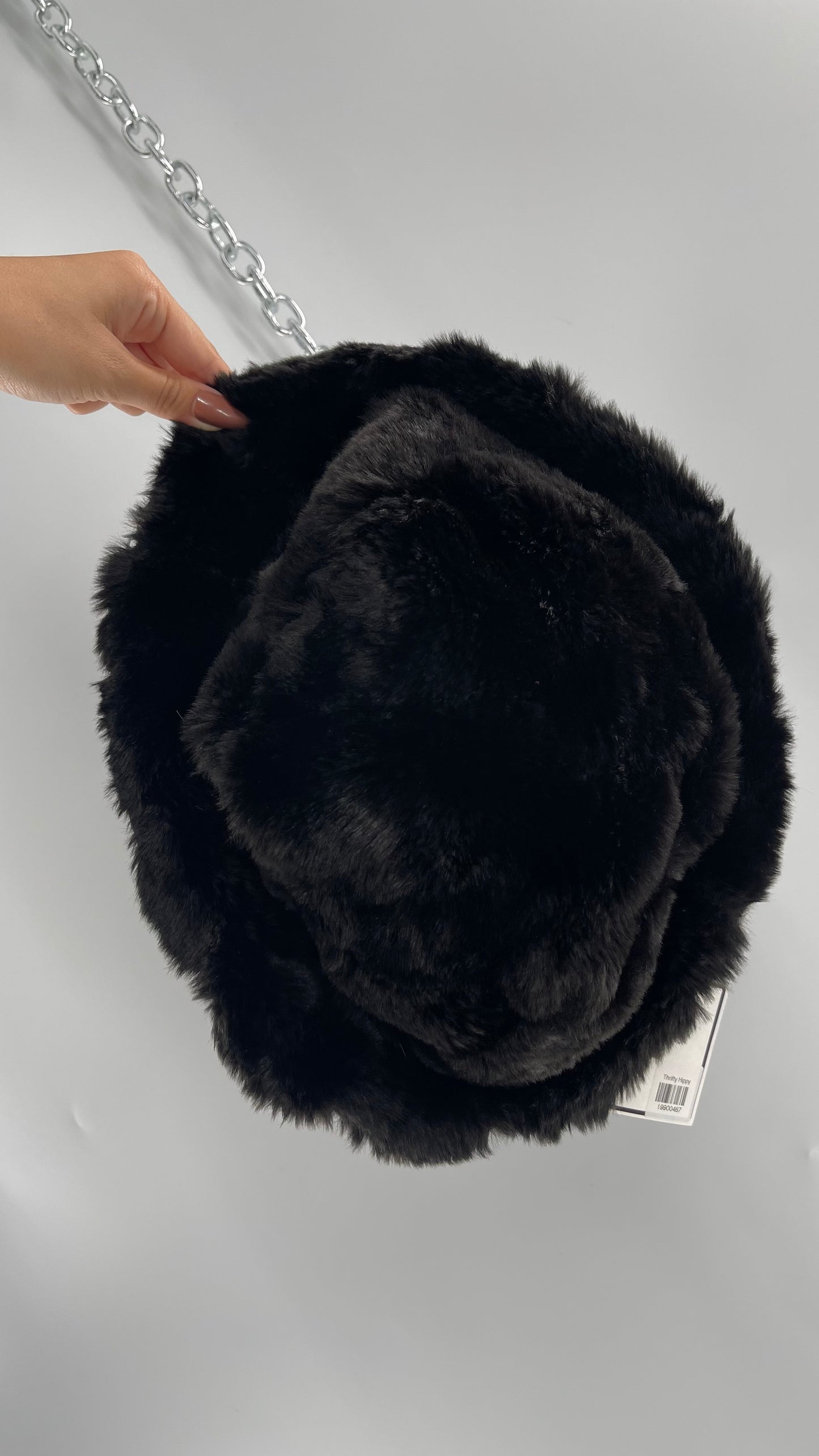 Vintage Black Fluffy Furry Reversible Bucket Hat