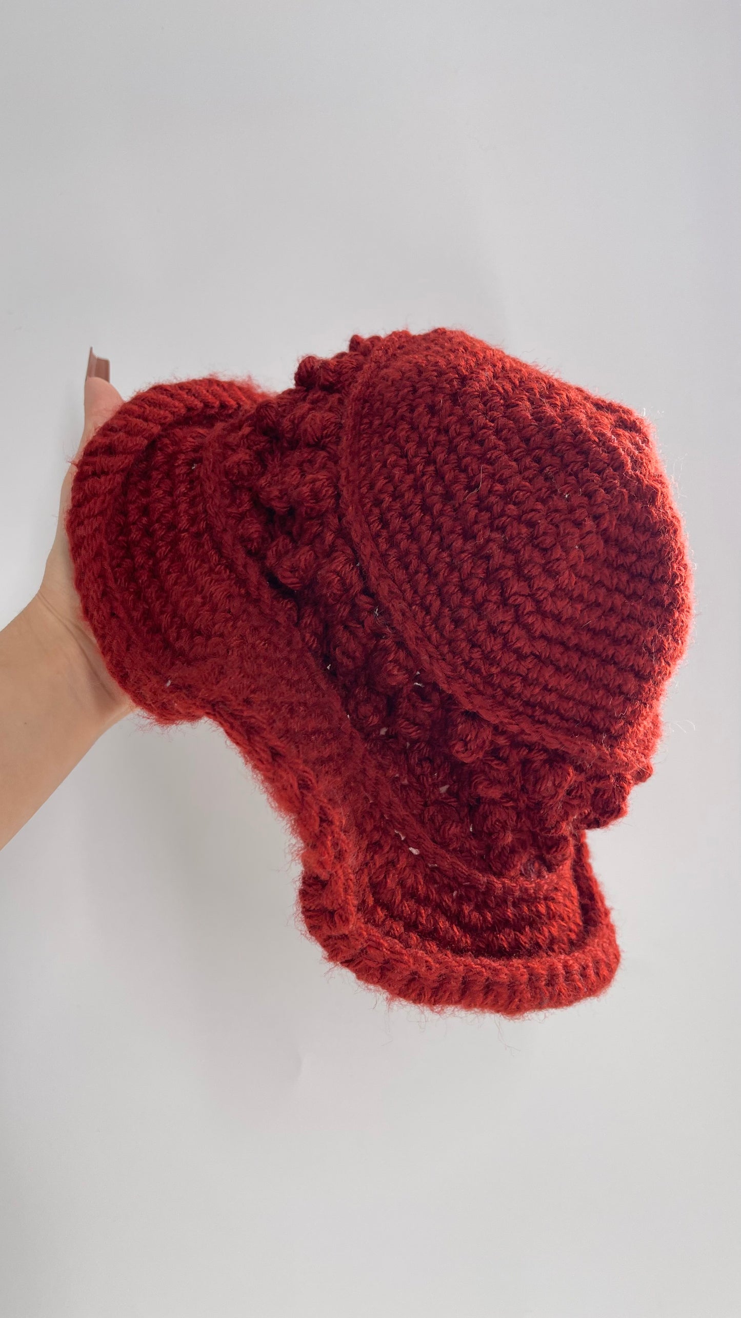 Vintage Hand Knit Burnt Orange Bucket Hat