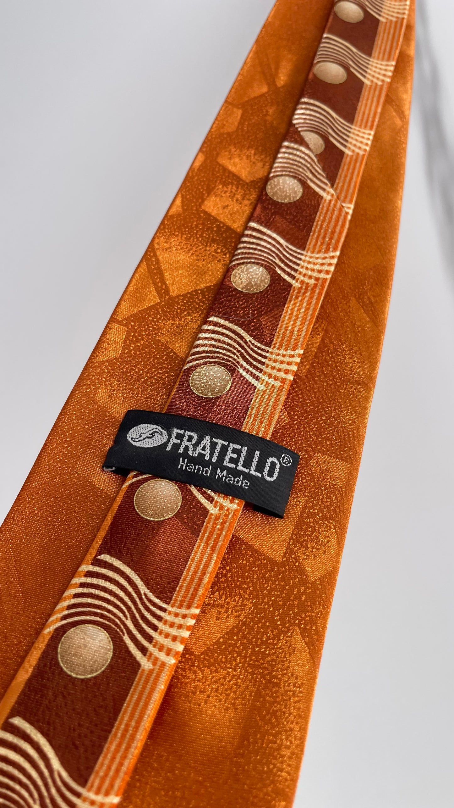 Deadstock Vintage Men’s Fratello 1970s Orange Handkerchief and Tie Set