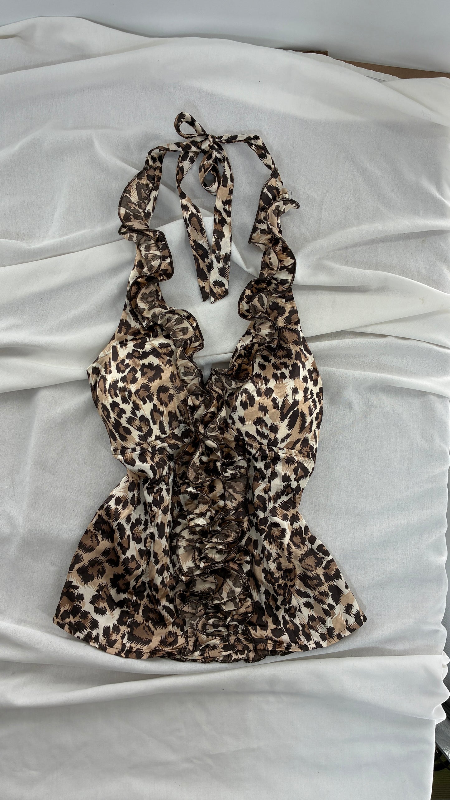 Vintage MYTH Cheetah Ruffle Halter (Medium)