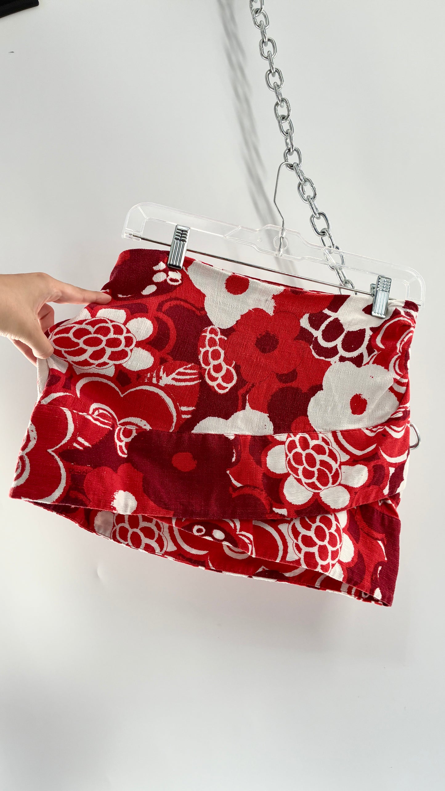 Free People Red and White Floral Mini Skirt (0)