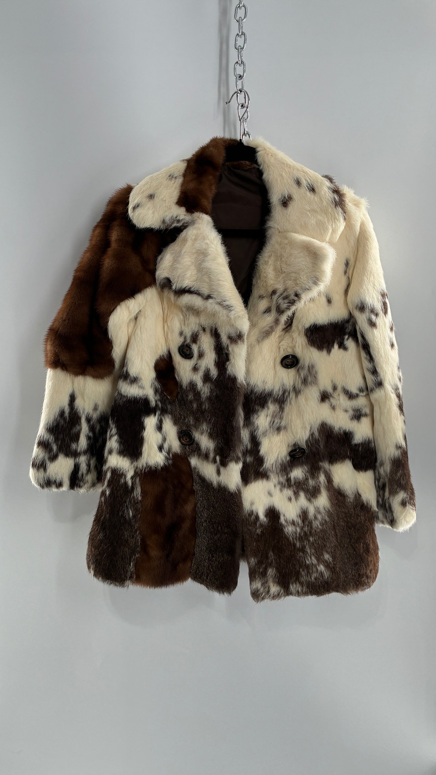 Vintage No Tags Handmade Patchwork Genuine Fur Coat (Medium)