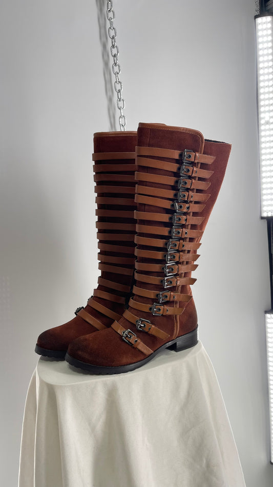 Deadstock Vintage LUXURY REBEL Suede Leather Buckle Boots (36)