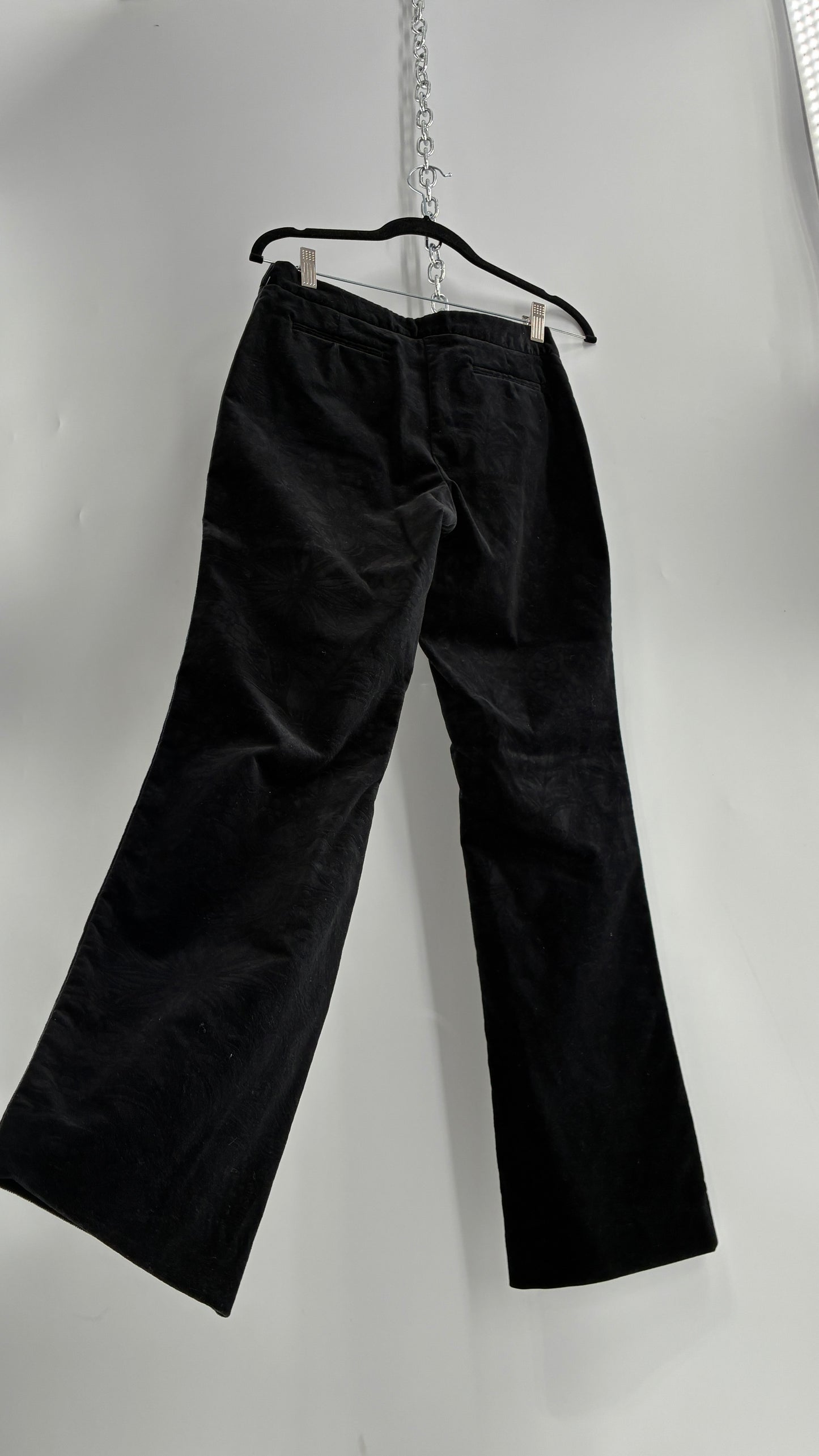 Deadstock Vintage 2000s Lilly Pulitzer Black Velvet Embossed Floral, Side Closure Pants (4)