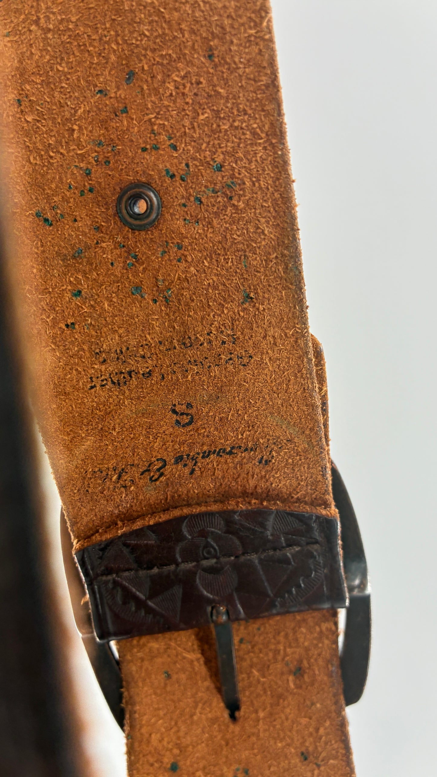 Vintage Abercrombie & Fitch Brown Leather Embossed Belt with Rhinestone Details (Small)
