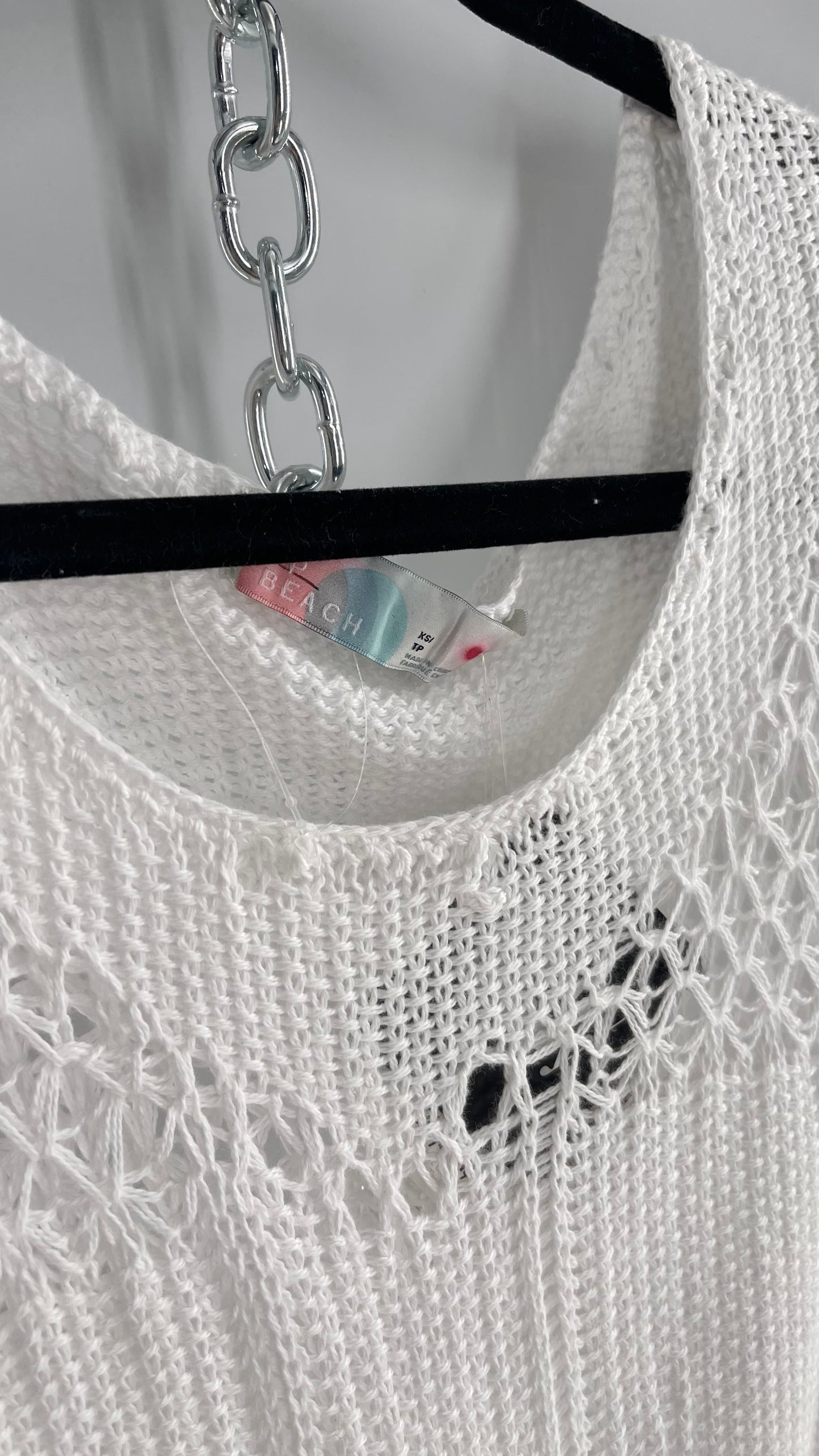 Free People White Crochet Knit Maxi Dress (XS)