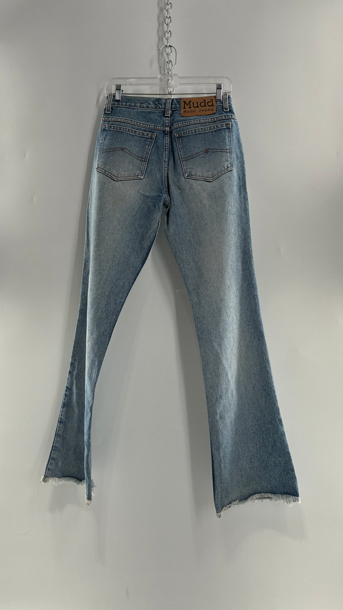 Vintage MUDD Light Wash Kick Flare Jeans with Oversized Jacron (7)