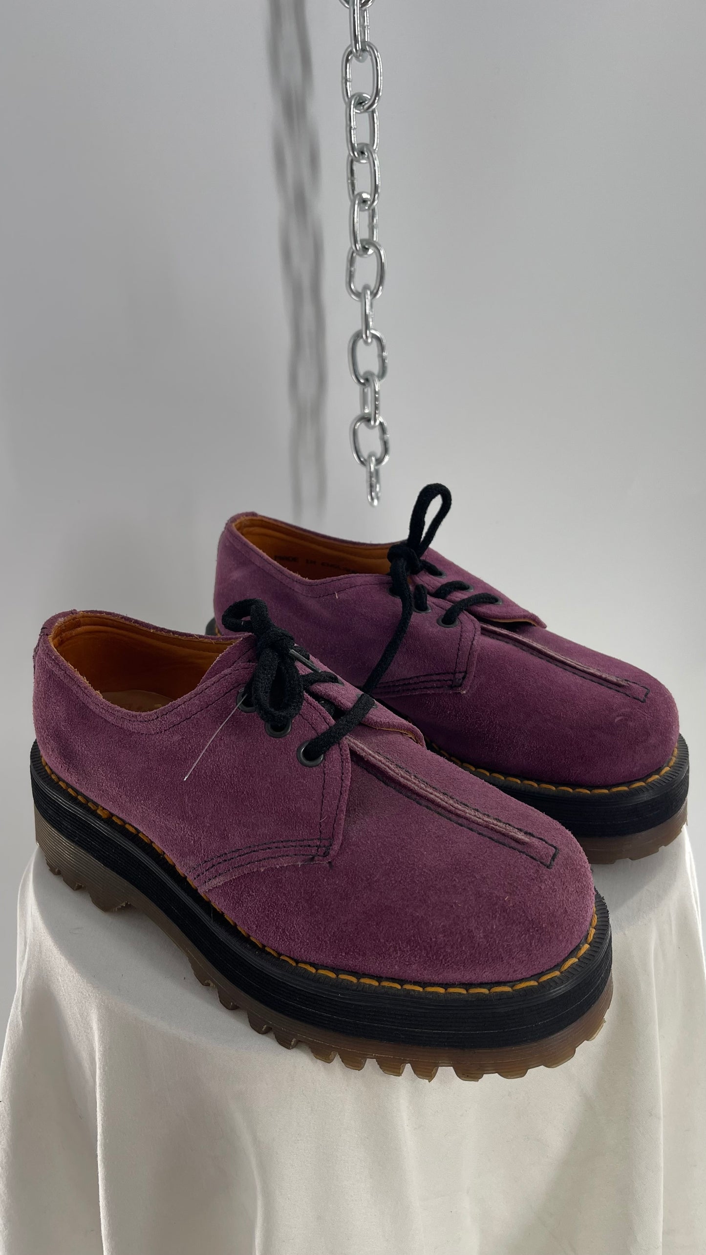 SUPER RARE Vintage Dr. Martens Platform Purple/Mauve Suede Leather Oxfords (3)