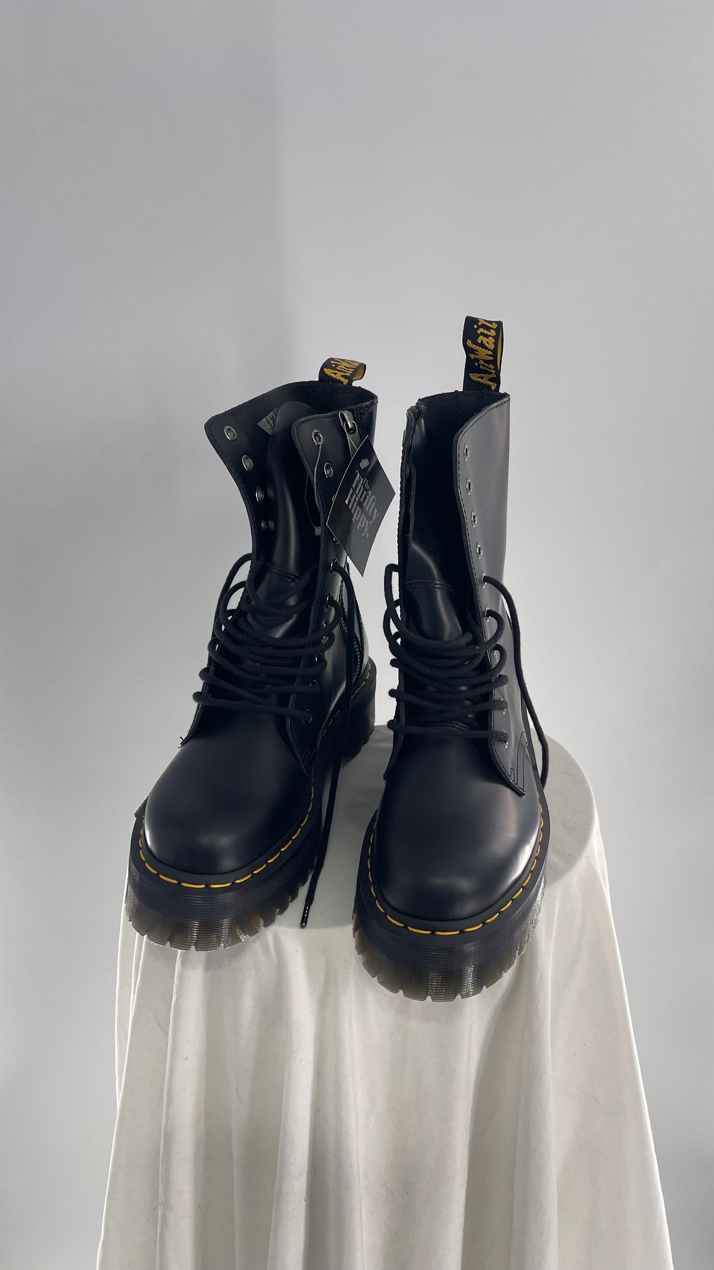 Doc Martens JADON HI Black Patent Leather Platform Boots (8)