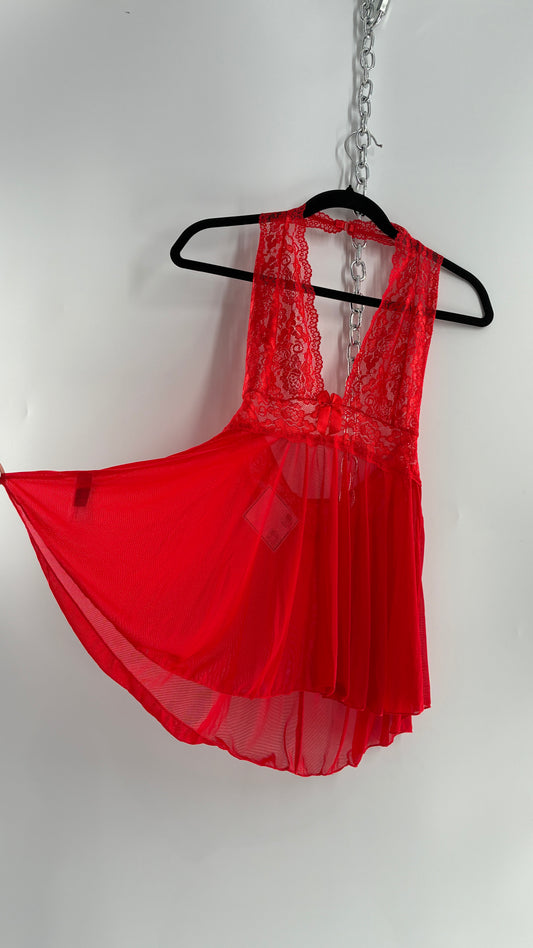 Vintage H.O.T Red Lace Baby Doll Halter (One Size)