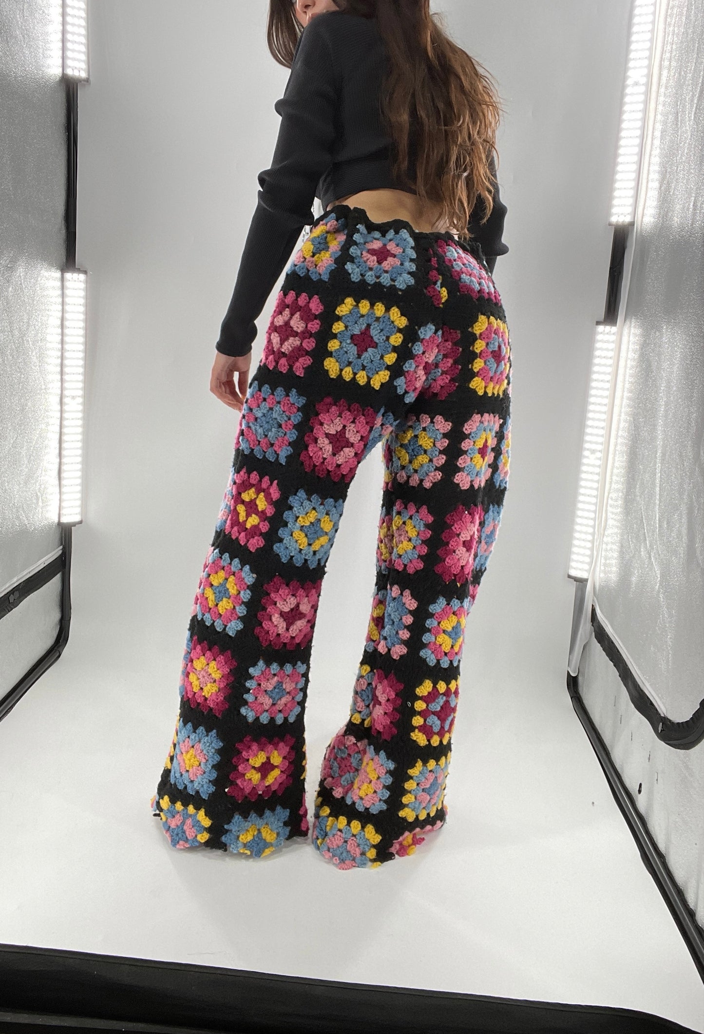 CUSTOM Handmade Granny Square High Contrast Lounge Pants (XS/S/M/L)