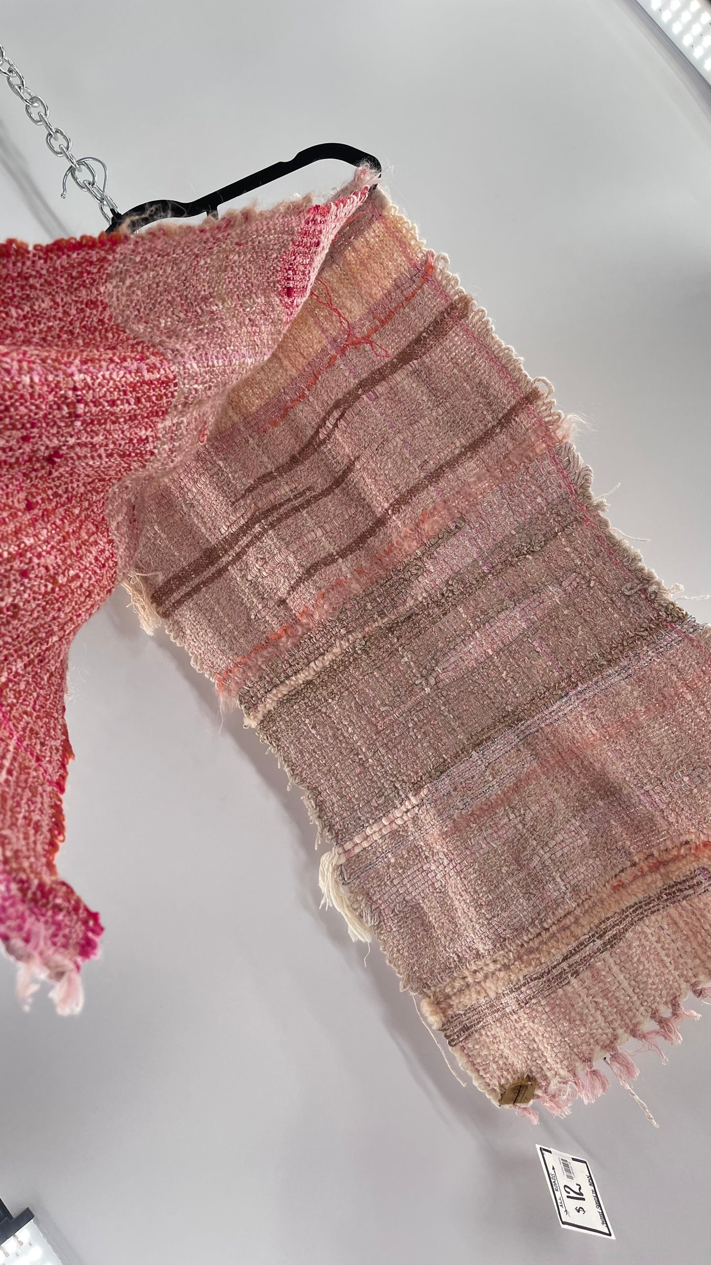 Anthropologie ALL ROADS Pink and Red Hand Knit Scarf