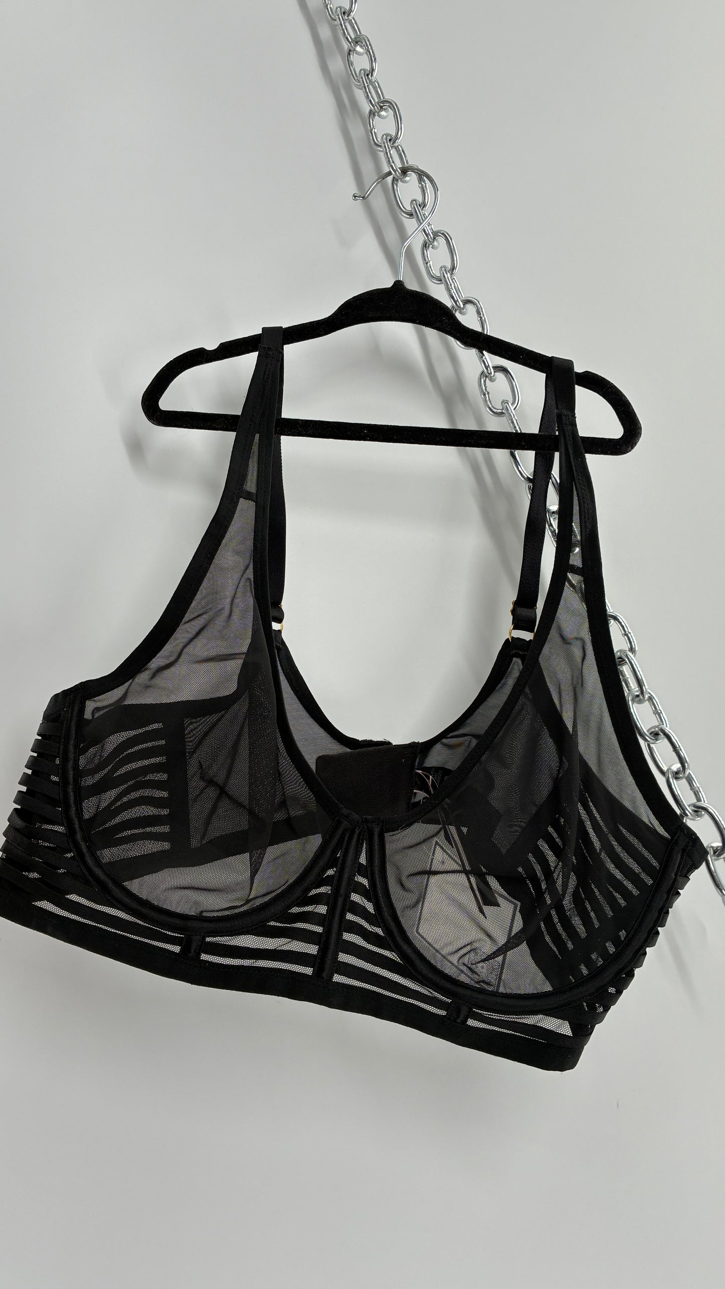 Vintage Victoria’s Secret Underwire Black Mesh Bandage Bra (38C)