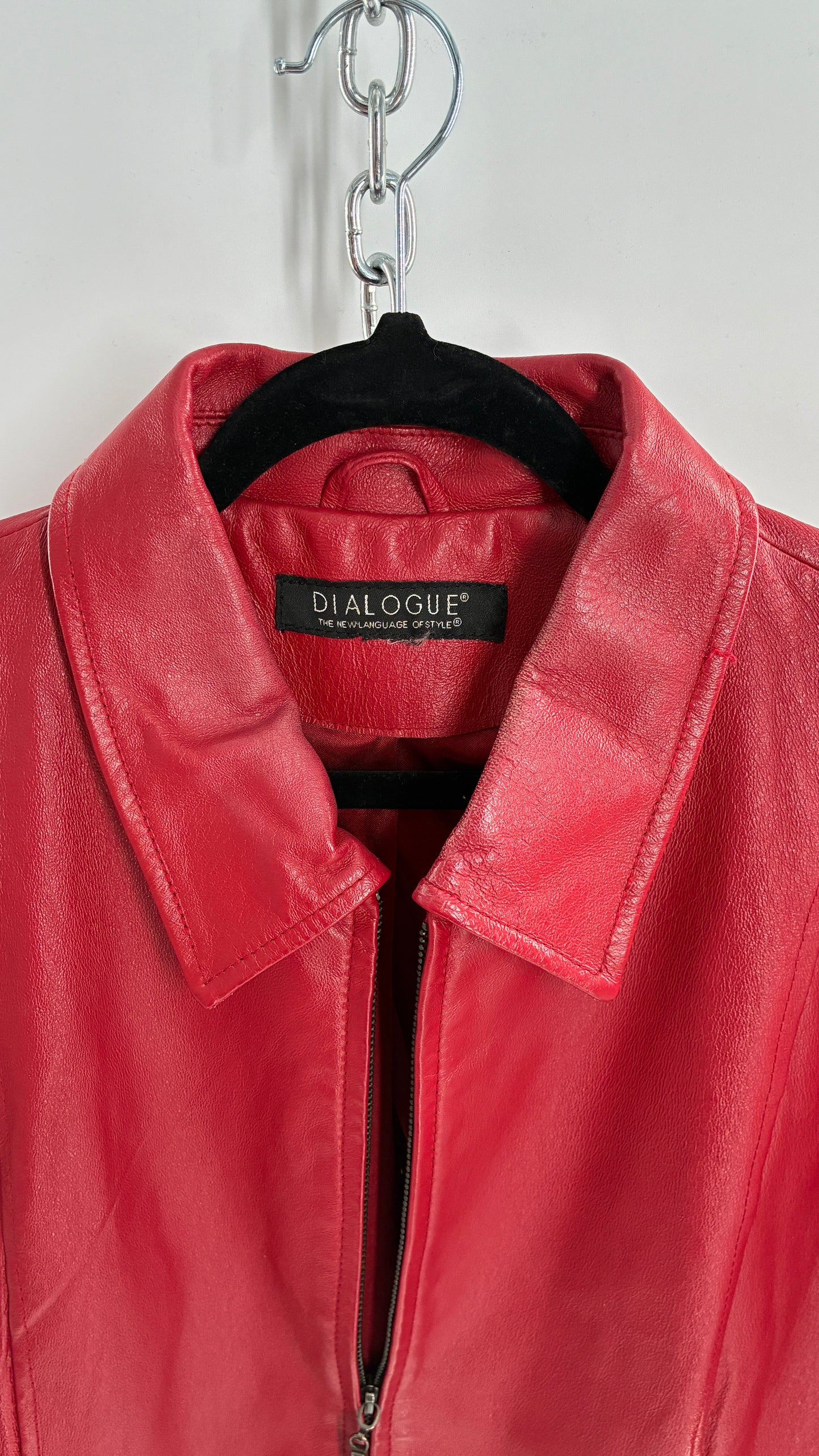 Vintage DIALOGUE Red Genuine Leather Jacket (XL/XXL)