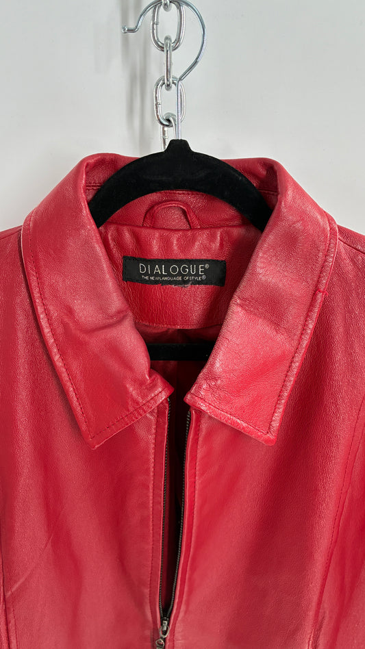 Vintage DIALOGUE Red Genuine Leather Jacket (XL/XXL)