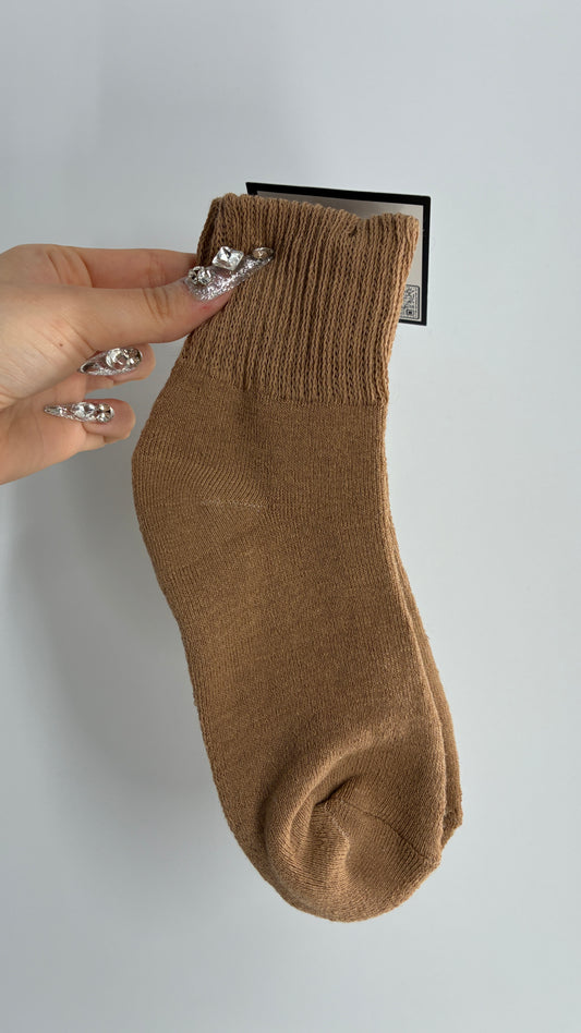 NWOT Thick Knit Brown Crew Sock