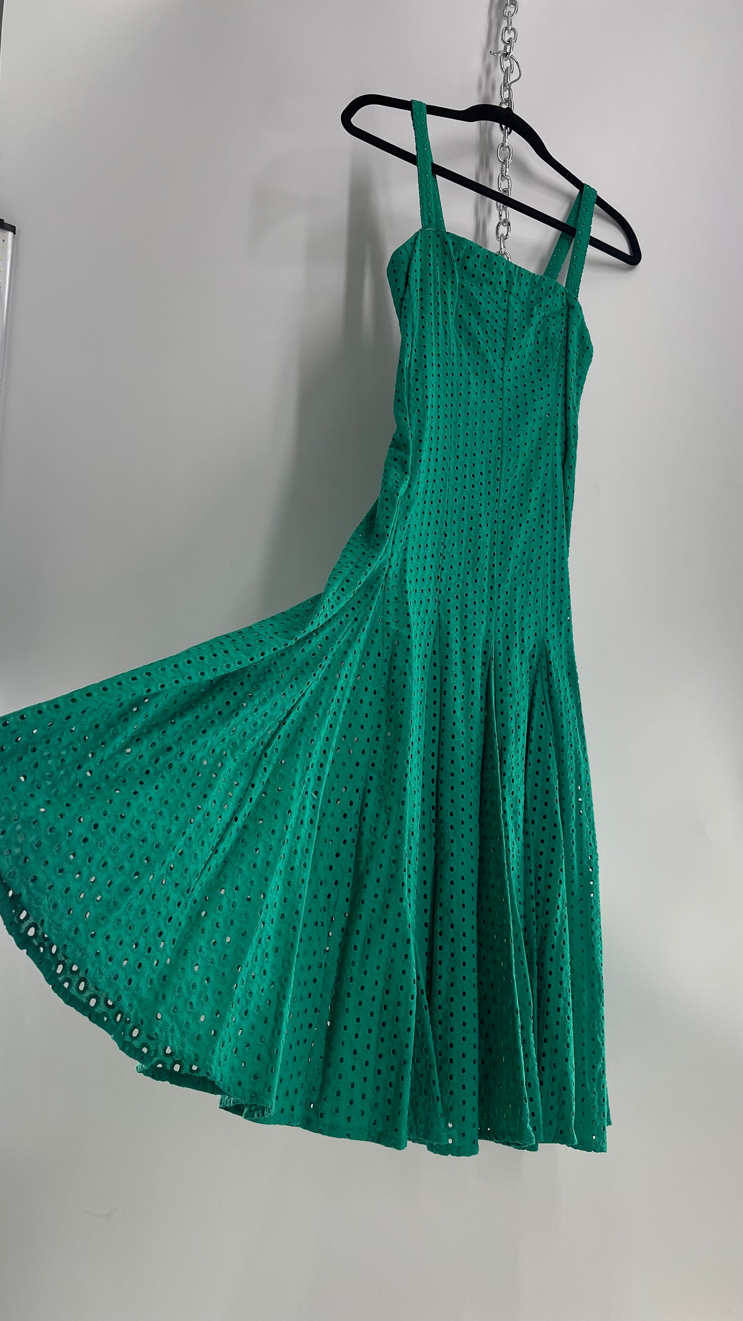 Maeve Anthropologie Kelly Green Eyelet Lace Midi Dress (2)