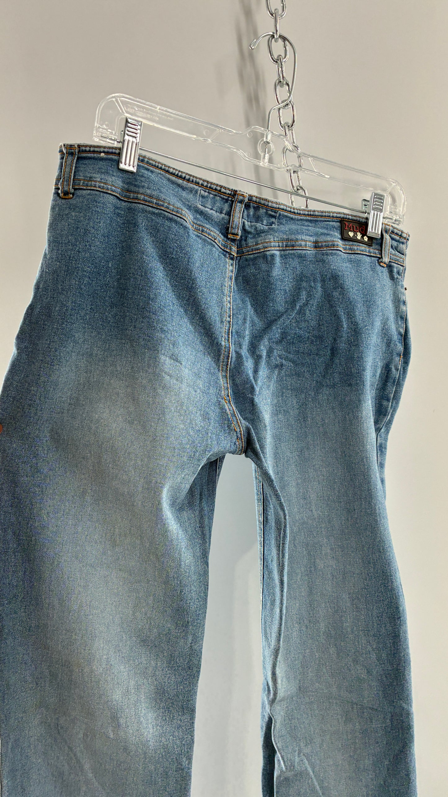 Vintage MUDD Light Wash, Low Rise Jeans with Grommet Waistband and Embroidered Florals (11)