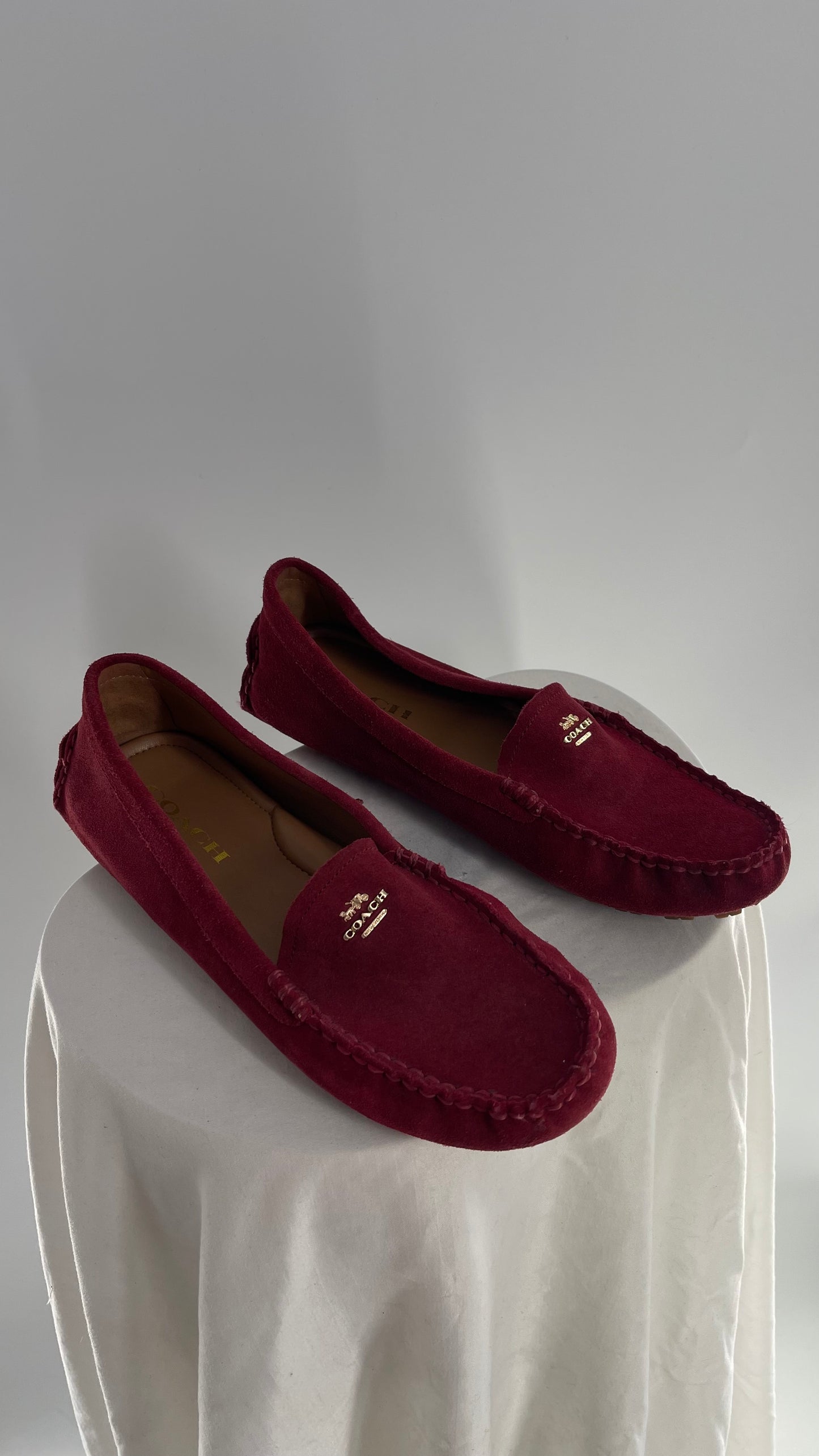 Vintage COACH Raspberry Red Suede Leather Loafer (8)